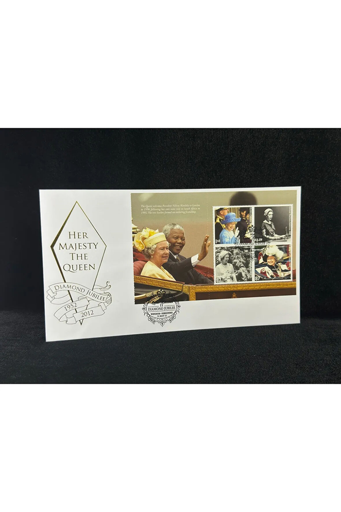 Her Majesty the Queen Diamond Jubilee 1952-2012 Queen Elisabeth II. ve Nelson Mandel İlk Gün Zarfı