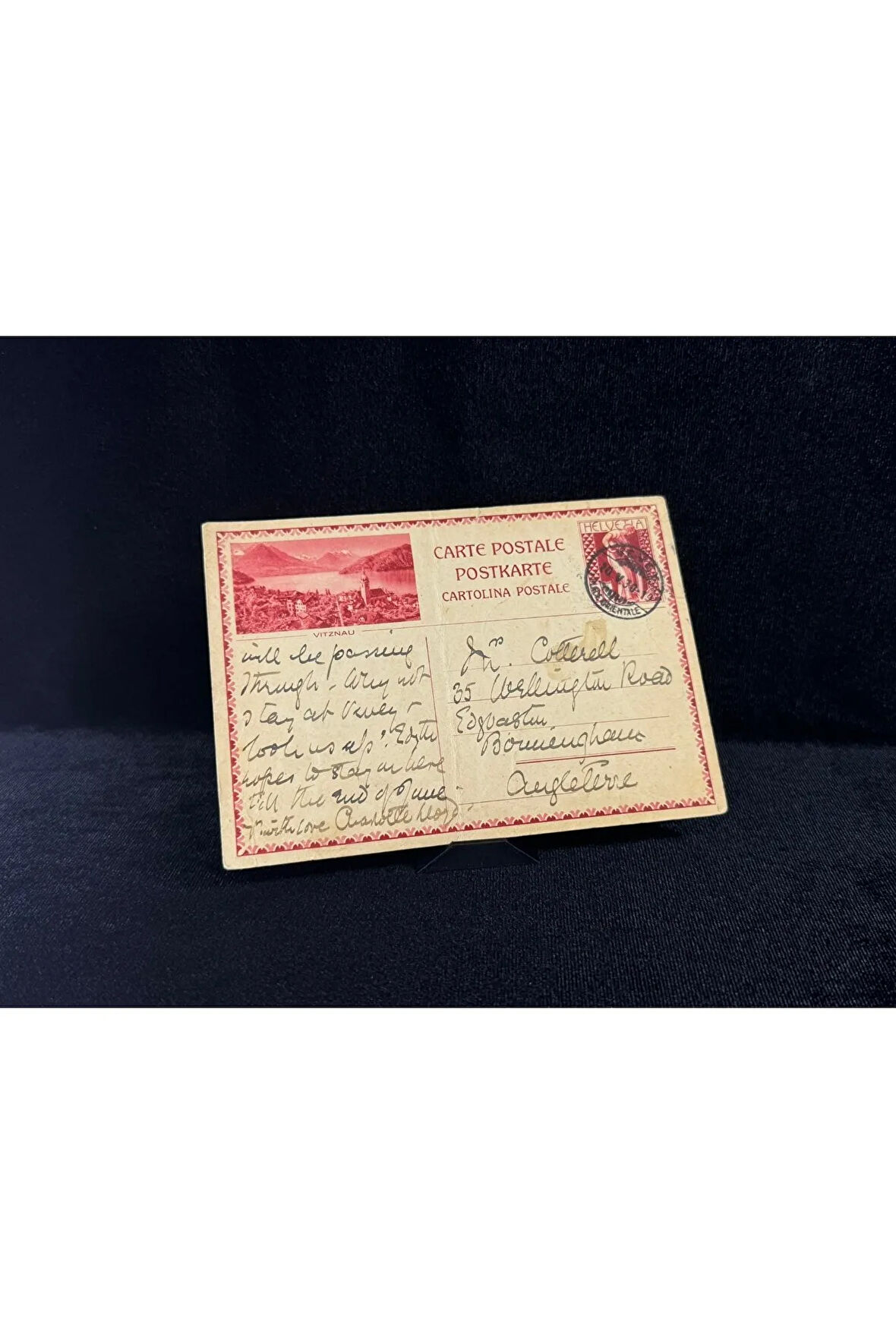 1930 yılından İsviçre Helvetia Antiye Vitznau Postakartı Carte Postale Cartolina Postale Postkarte