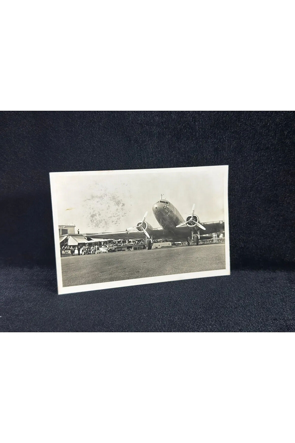 1937 Yılından Kartpostal İsvicre Havayolları Swissair Douglas DC-3 Uçağı Zürih Havalimanı Helvetia