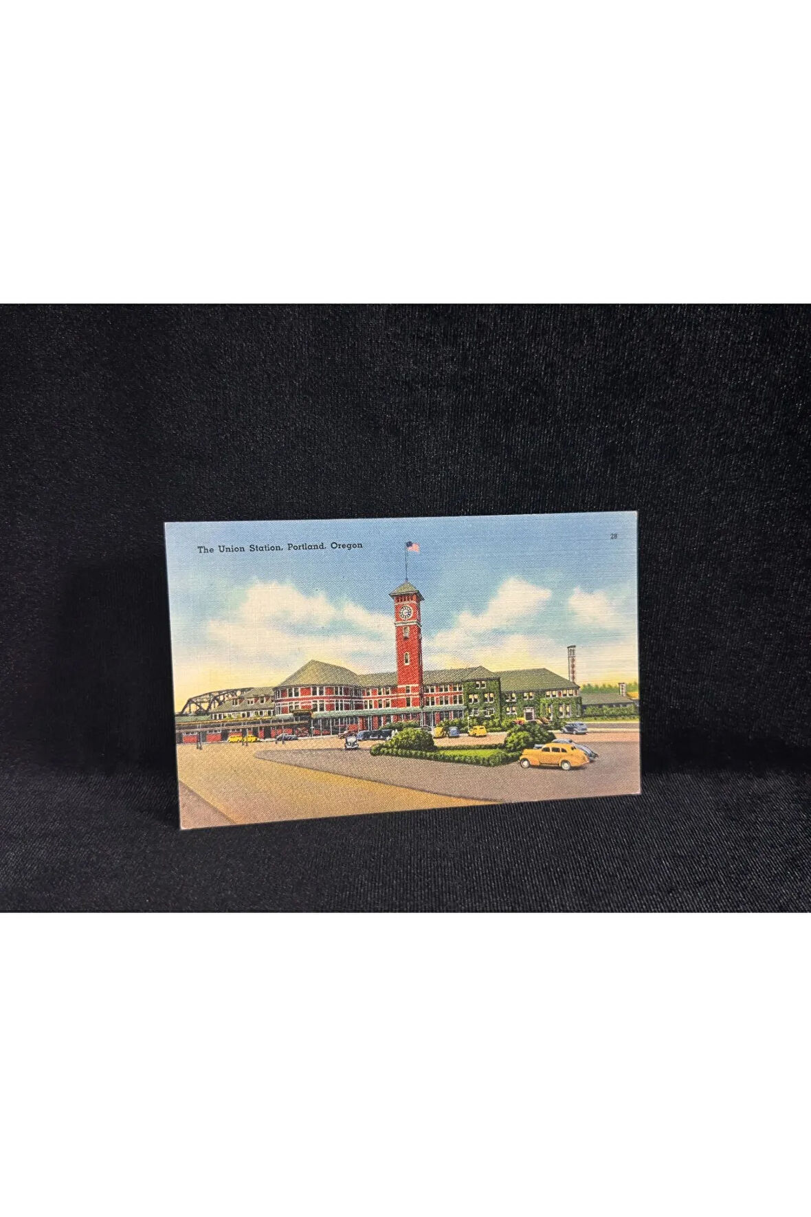 1930-1940 Amerika UNION STATION Railroad PORTLAND Oregon Postcard VINTAGE Linen Kartpostal