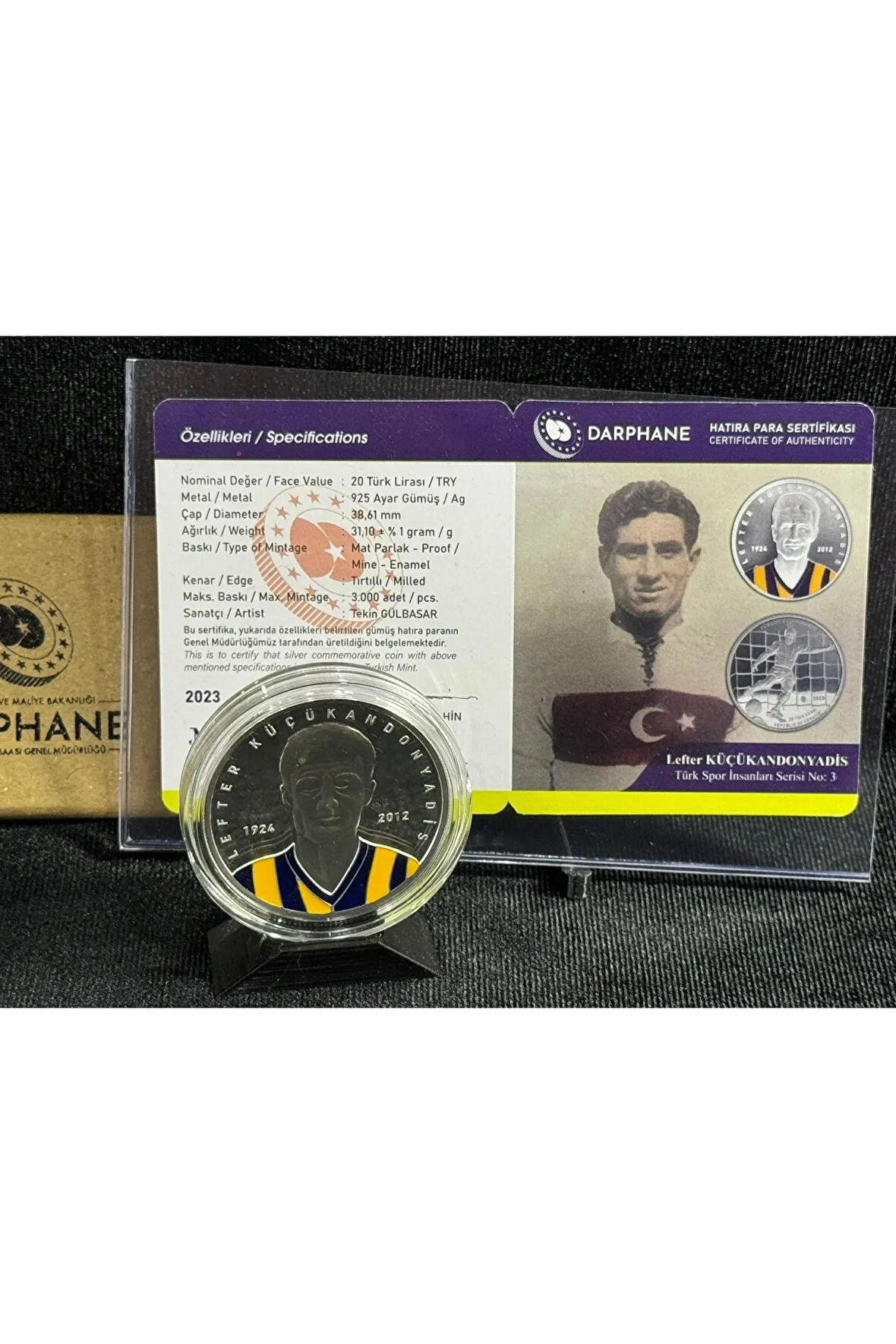 Lefter Küçükandonyadis Türk Spor İnsanları Serisi No:3 Gümüş Hatıra Para