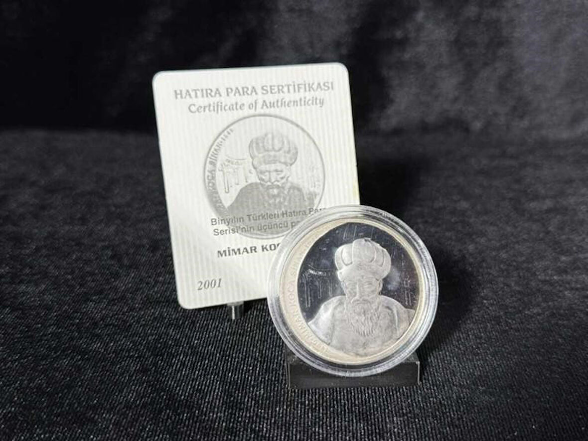 DARPHANE 2001 Mimar Sinan 7.500.000 Lira Gümüş Hatıra Parası – Sertifikalı