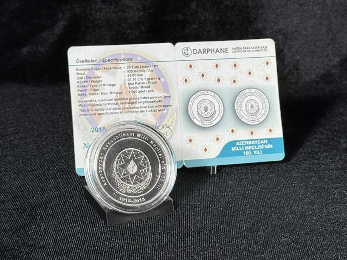 Darphane 2018 Azerbaycan Milli Meclisi’nin 100. Yılına Özel Gümüş Hatıra Parası
