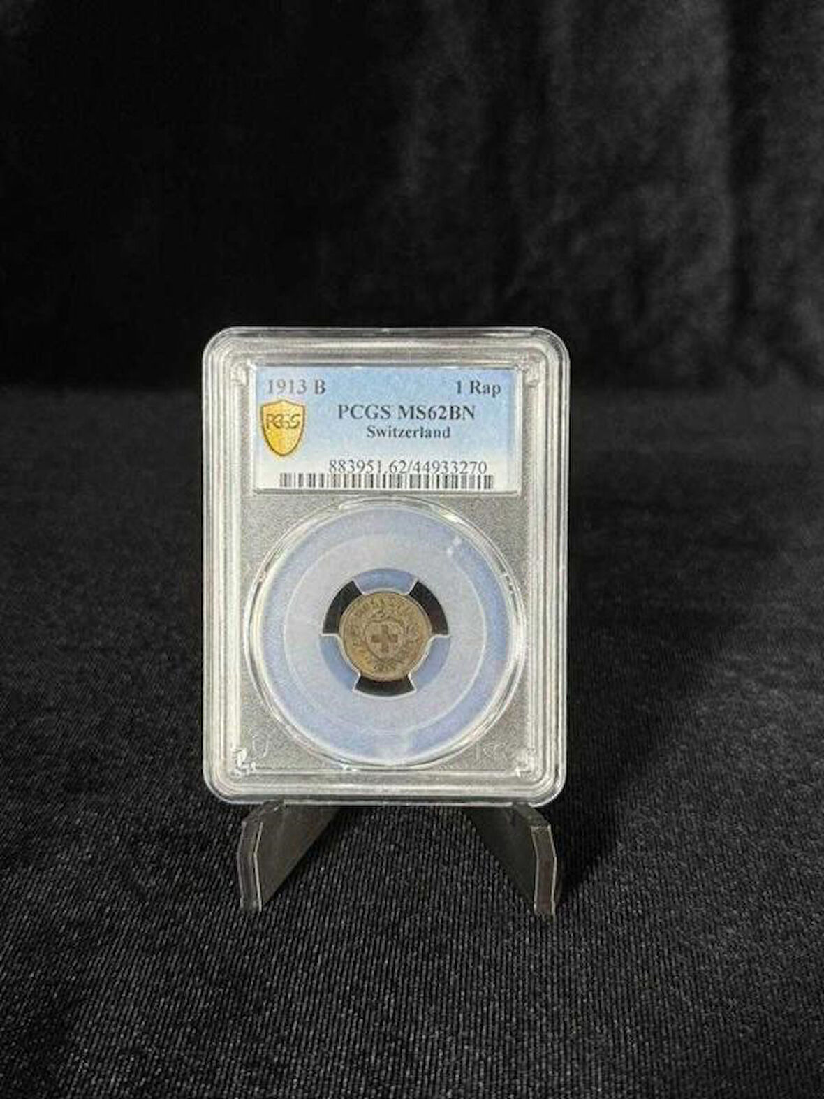 1913 İsviçre 1 Rap – PCGS MS62BN Sertifikalı NFC Çipli Özel Koleksiyon Parası