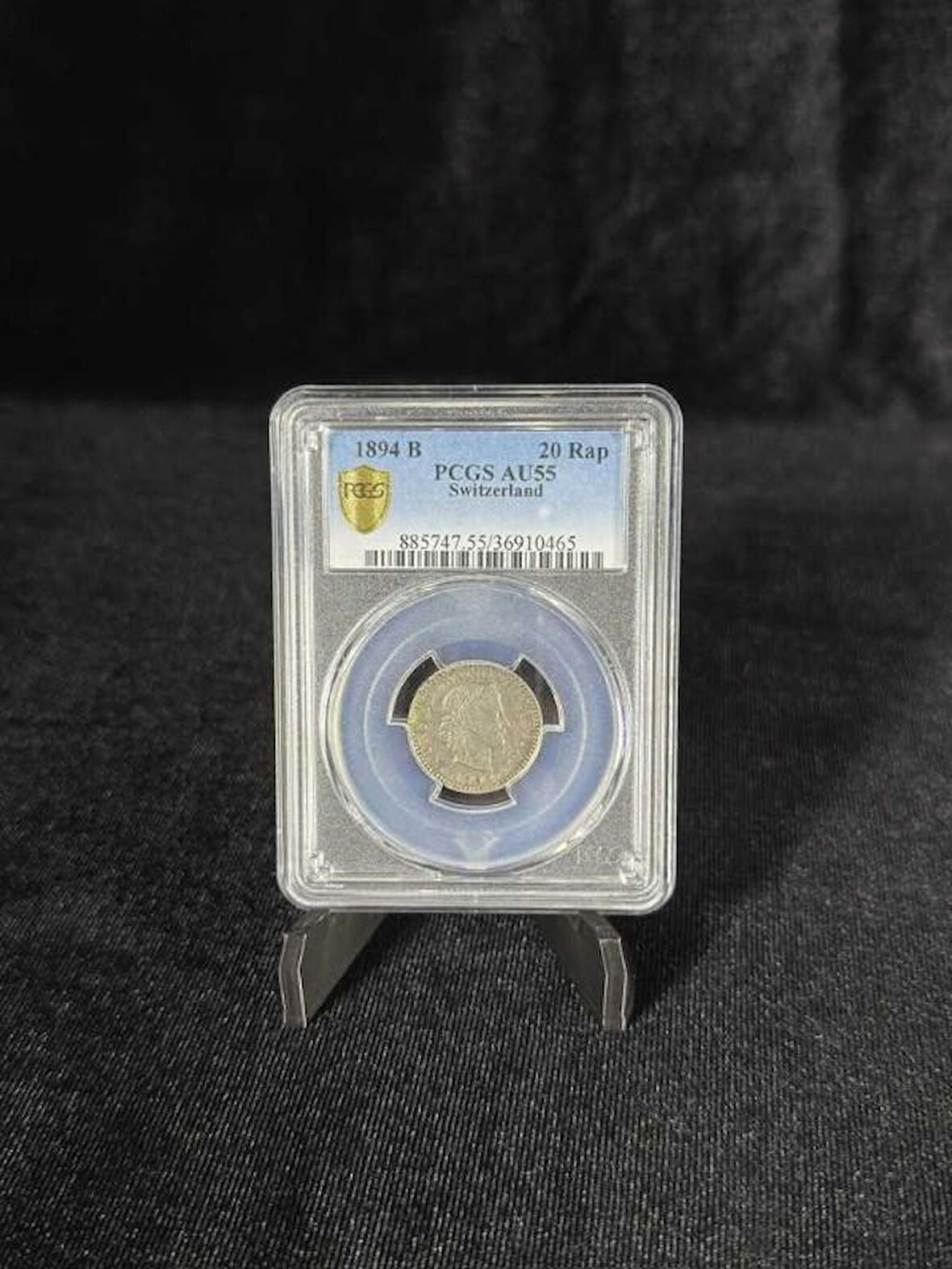PCGS AU55 – 1894 İsviçre 20 Rappen | QR Kodlu Sertifikalı Orijinal Koleksiyon Parası
