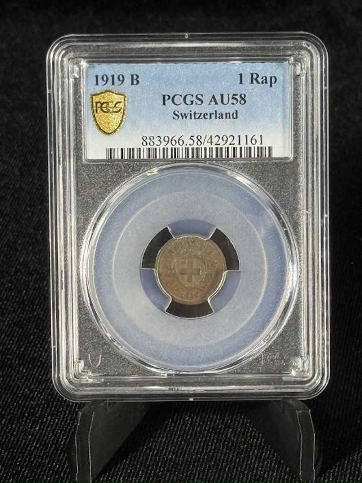 PCGS AU58 – 1919 B İsviçre 1 Rap Sertifikalı | NFC Çipli Özel Koleksiyon Parası