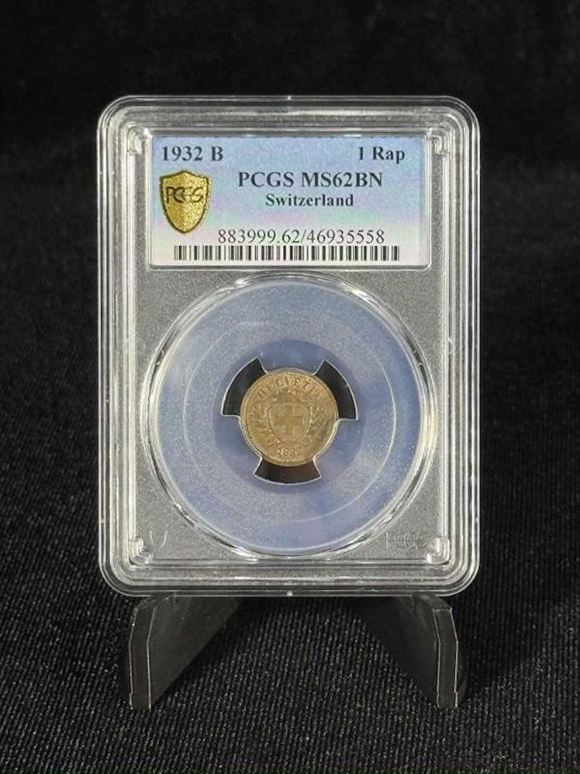 PCGS MS62BN – 1932 B İsviçre 1 Rap Sertifikalı | NFC Çipli Özel Koleksiyon Parası
