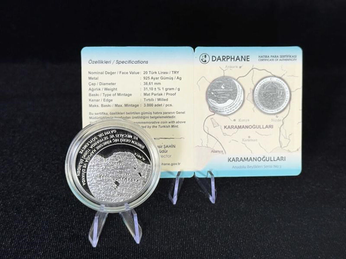 DARPHANE KARAMANOĞULLARI ANADOLU BEYLİKLERİ SERİSİ NO:3 GÜMÜŞ HATIRA SİKKESİ