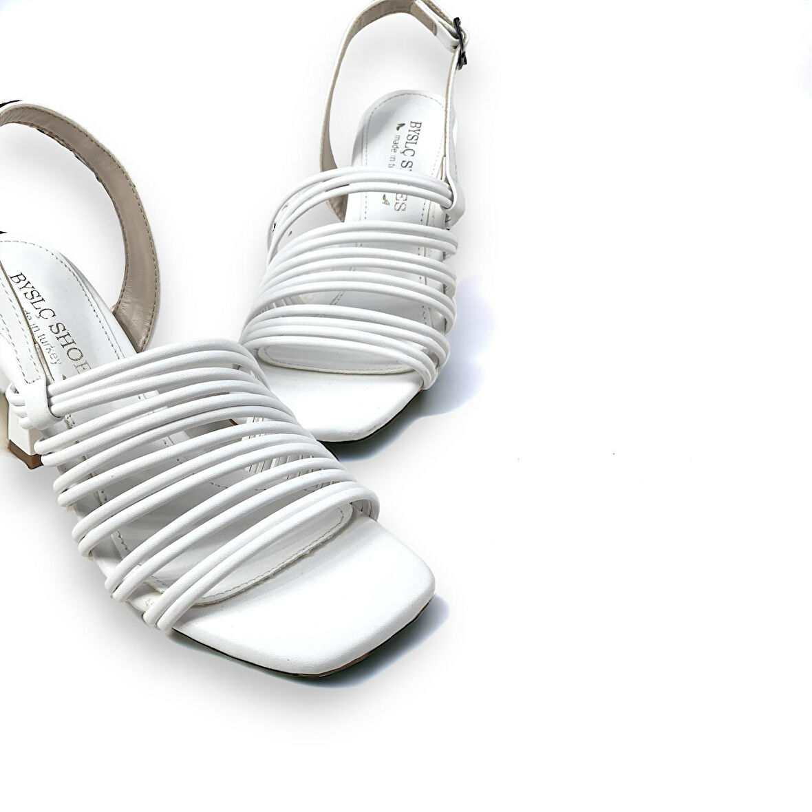 Les Passent Kadın Çalç Beyaz Topuklu Biyeli Bilekten Bağlamalı Sandalet 8 Cm 201