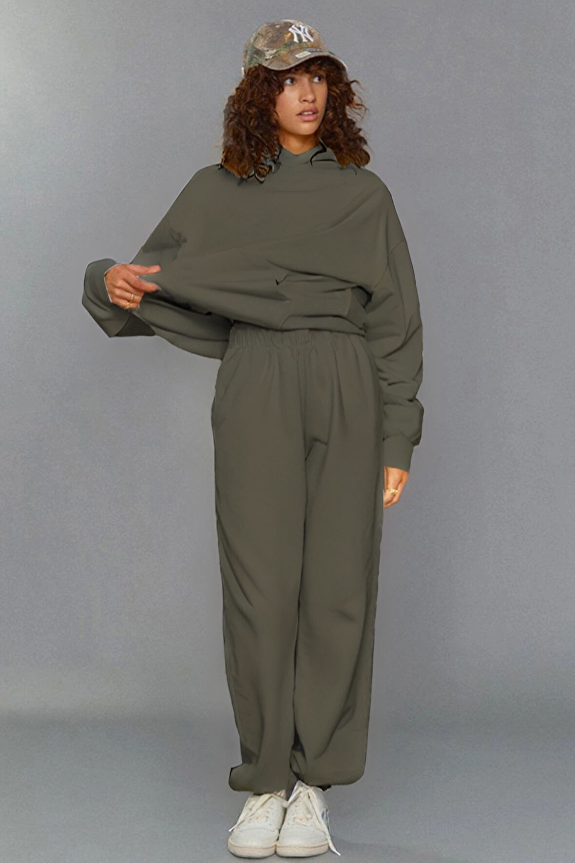 Kadın Oversize 3 İplik Şardonlu Eşofman Takımı – Kışlık