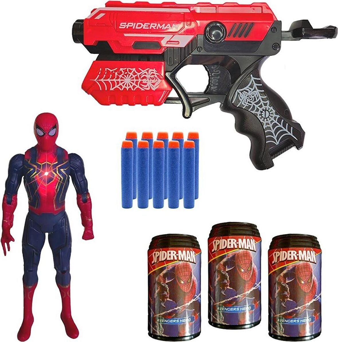 Hedefli Soft Mermili Spiderman Figürlü Dart Atan Set 2085