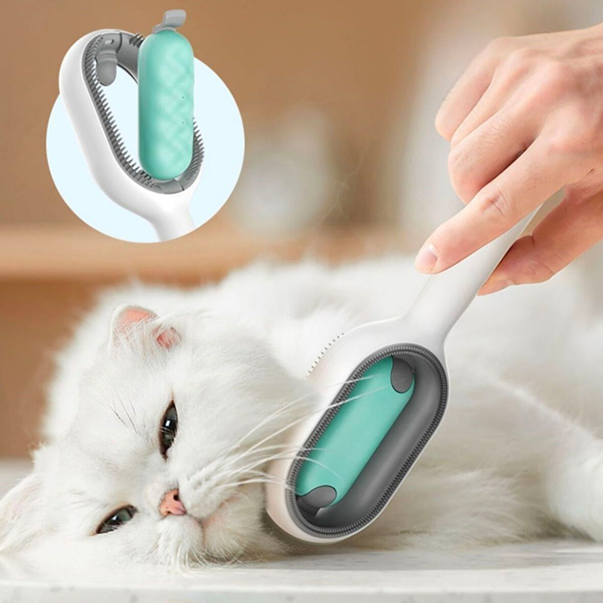 caselka® Evcil Hayvanlar İçin Çift Taraflı Pet Fırçası Nemli Tüy Tarama Tarağı
