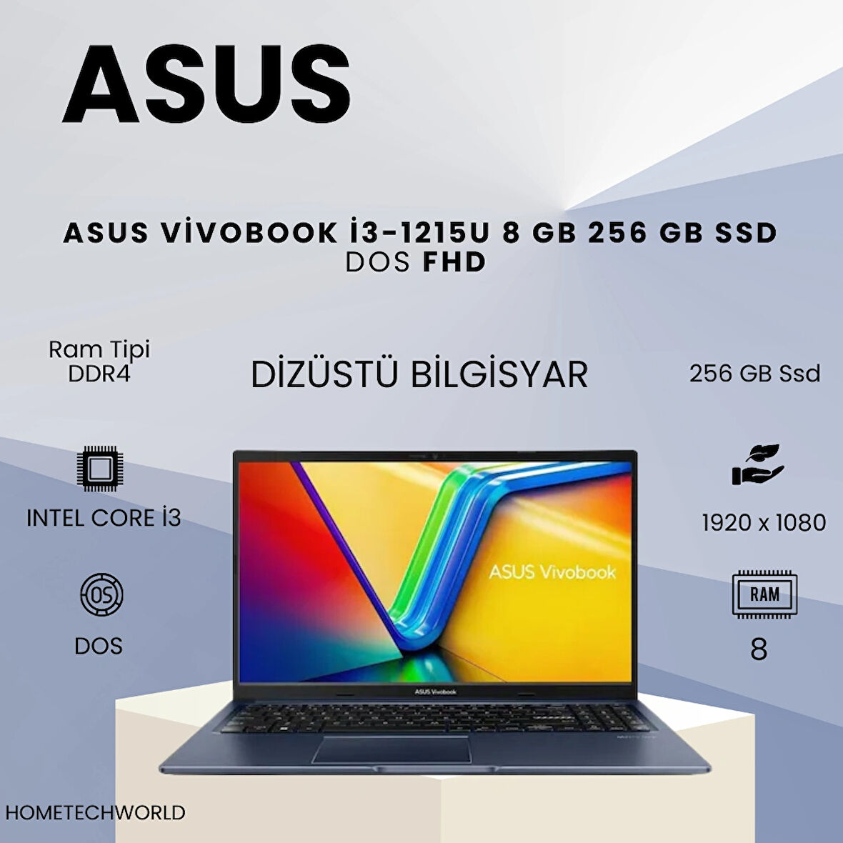 Asus Notebook Laptop, Fhd, I3-1215U Işlemci, 8 GB Ram, 256 GB Ssd, Share, Dos