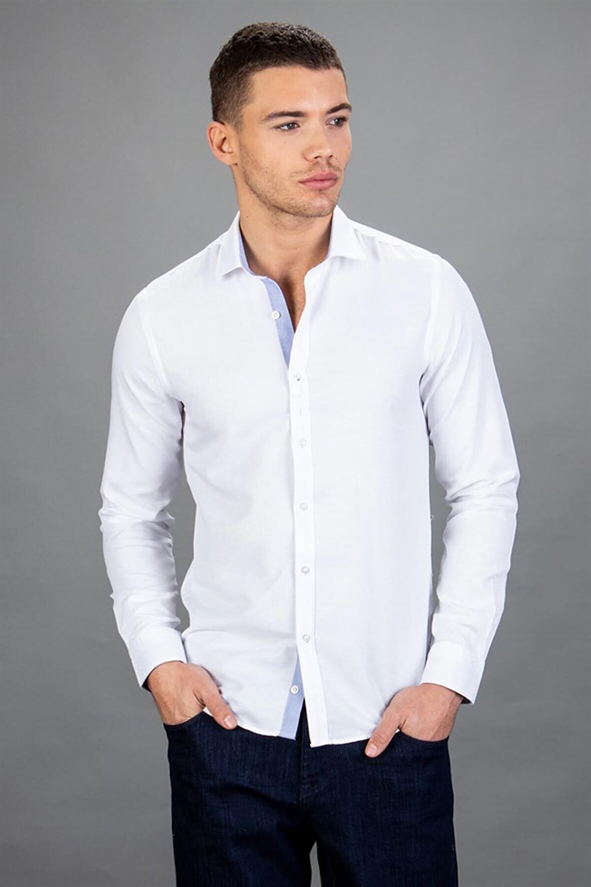Tudors Slim Fit Dar Kesim Oxford Spor Erkek Gömlek
