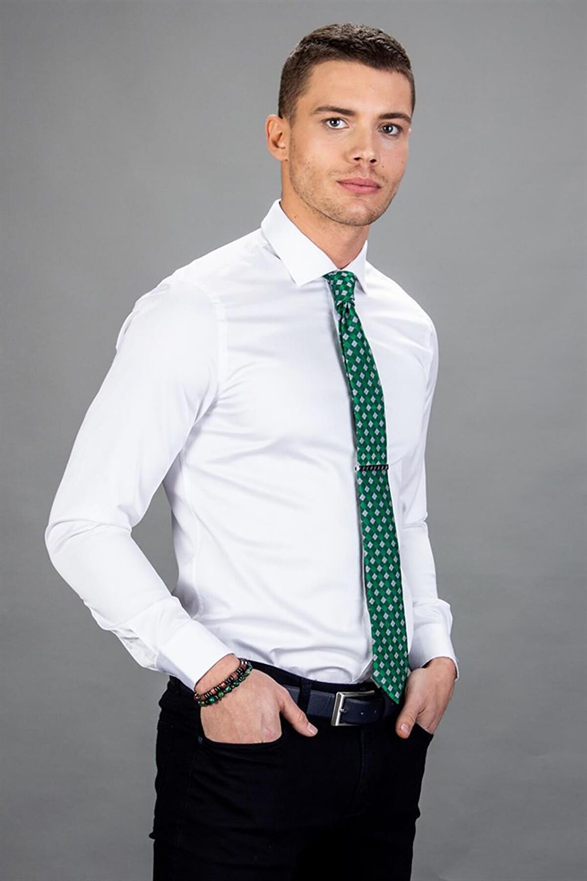 Tudors Slim Fit Dar Kesim Pamuk Saten, Erkek Gömlek