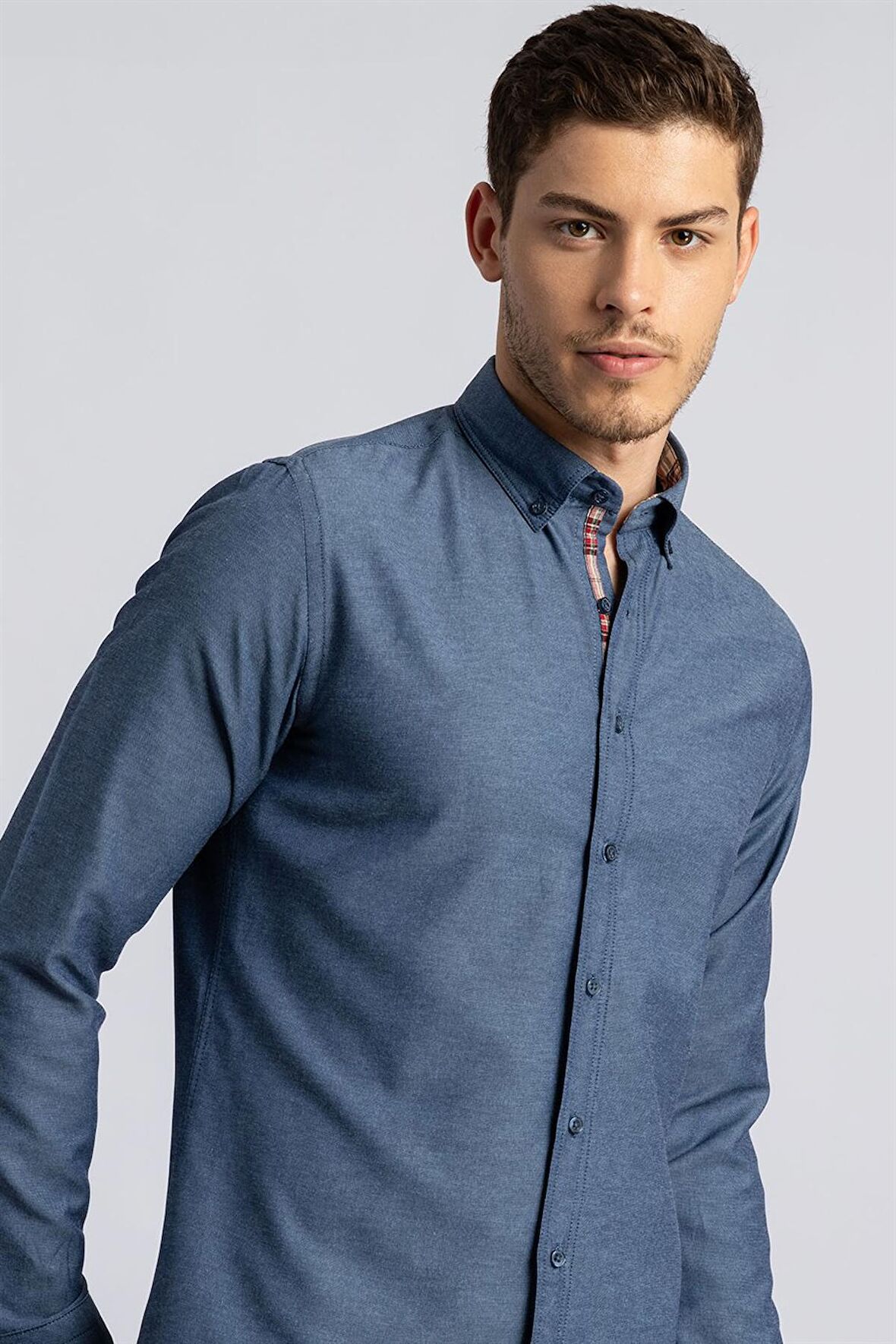 Tudors Slim Fit Dar Kesim Uzun Kol Poplin Oxford Erkek Gömlek