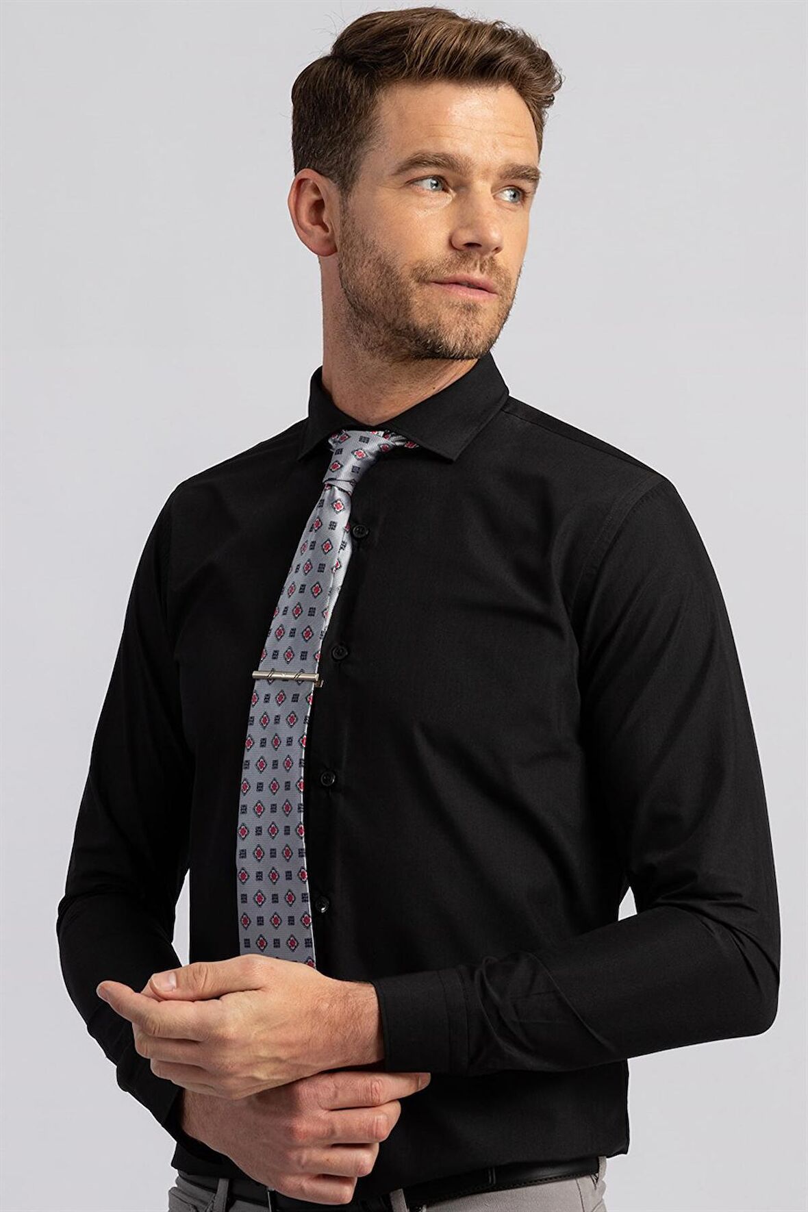 Tudors Slim Fit Dar Kesim Düz Erkek Gömlek