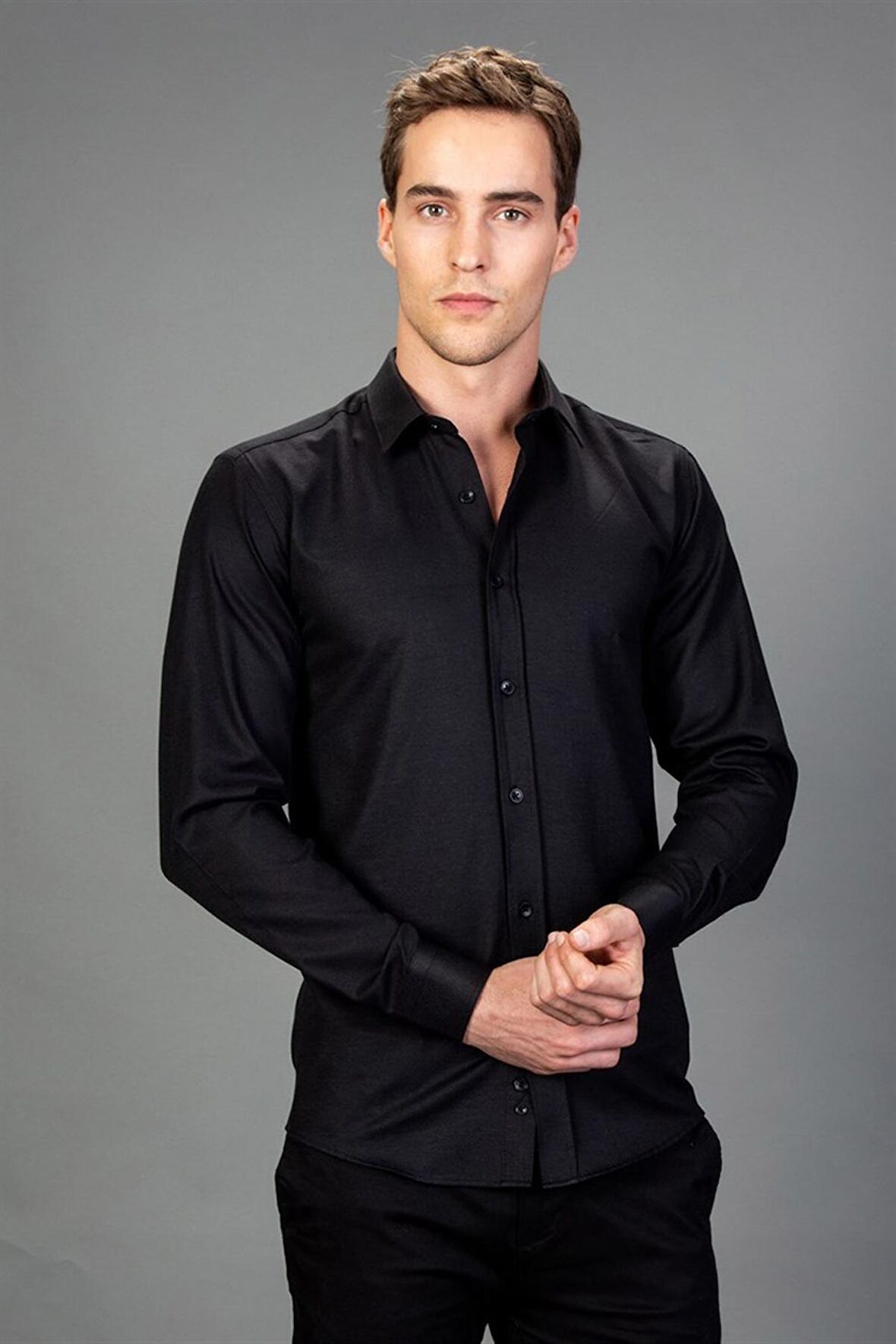 Tudors Modern Slim Fit Dar Kesim Armürlü Erkek Gömlek