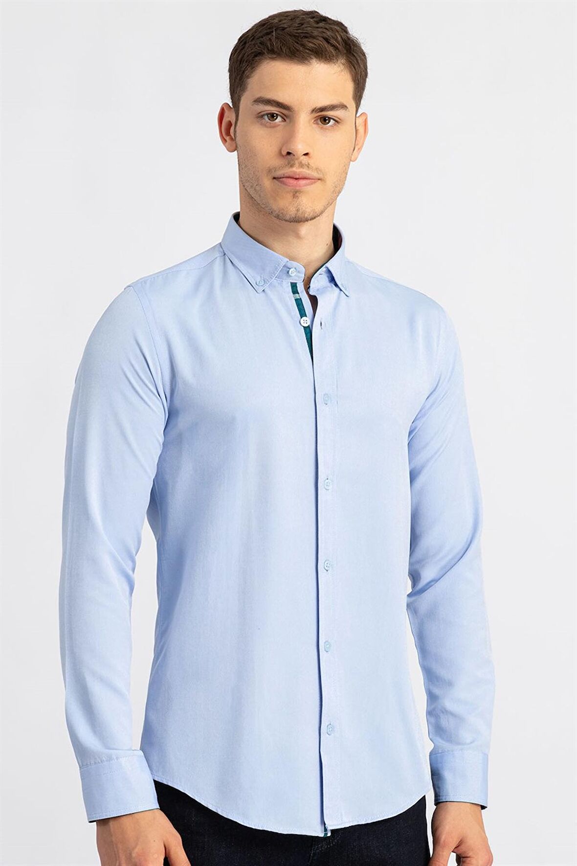 Tudors Slim Fit Dar Kesim Uzun Kol Poplin Oxford Erkek Gömlek