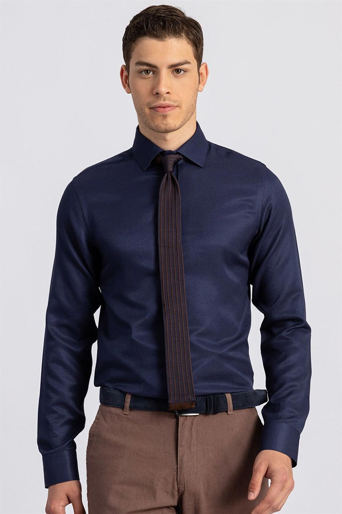 Tudors Slim Fit Dar Kesim Armürlü Erkek Gömlek