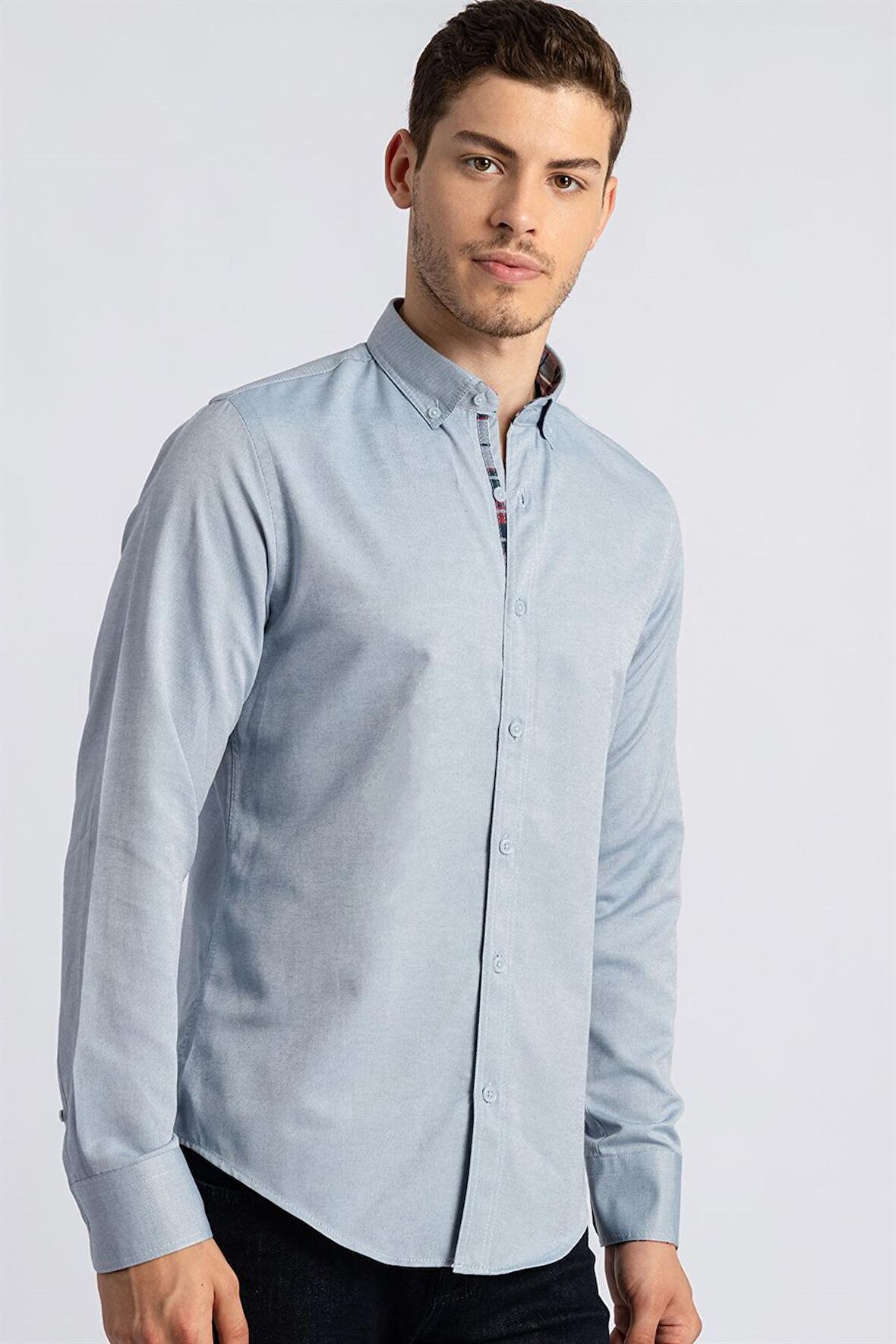 Tudors Slim Fit Dar Kesim Uzun Kol Poplin Oxford Erkek Gömlek