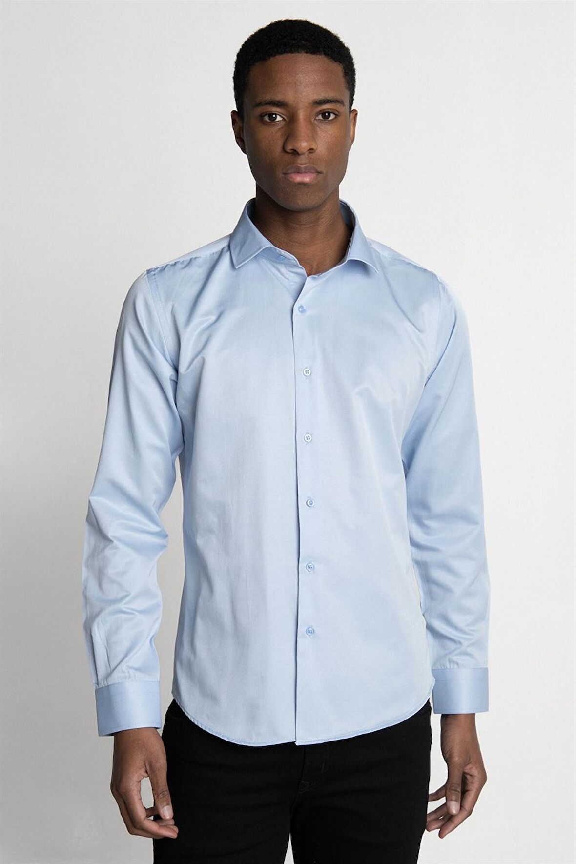 Tudors Slim Fit Dar Kesim Düz Erkek Gömlek