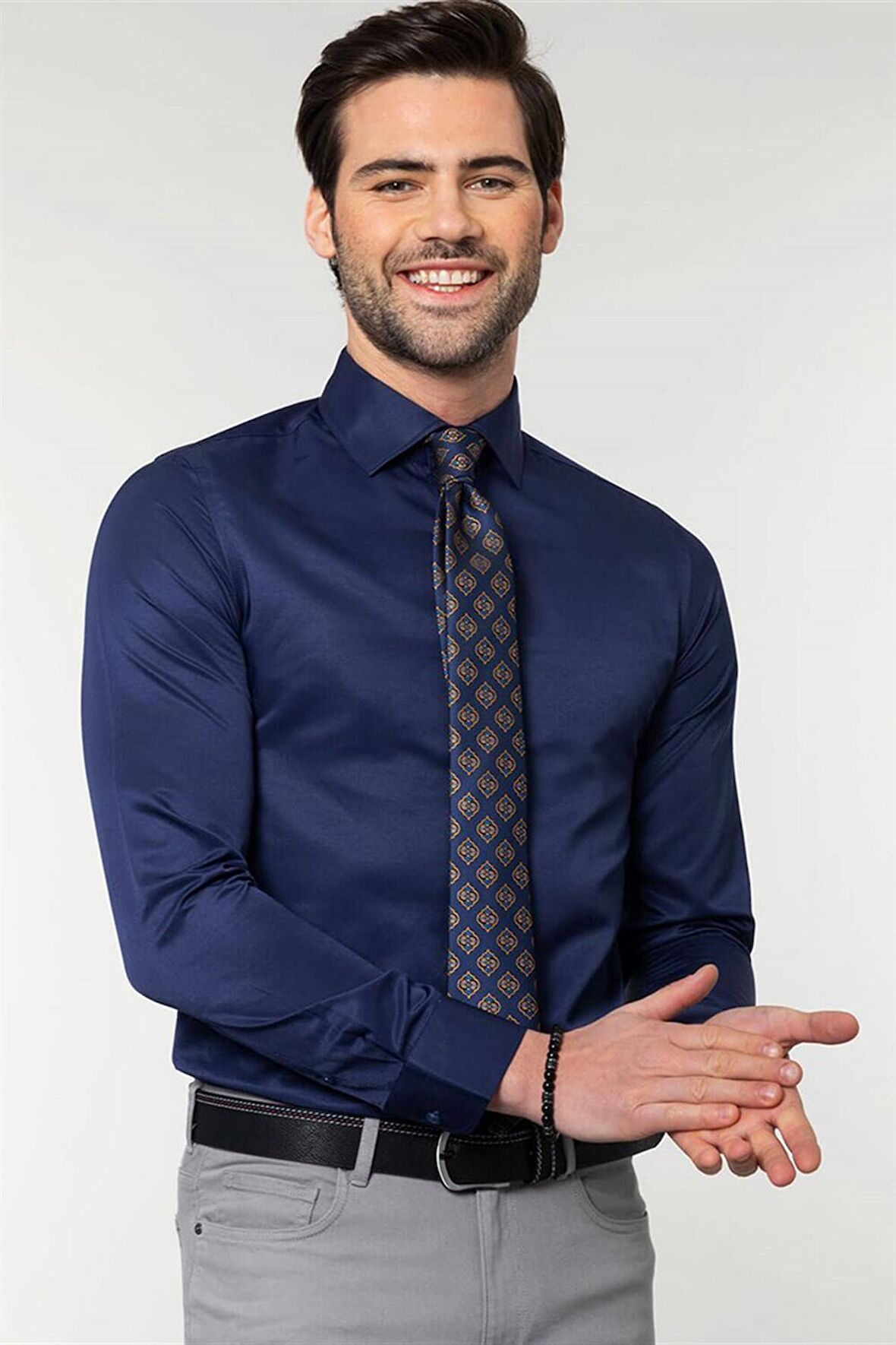 Tudors Slim Fit Dar Kesim Düz Erkek Gömlek