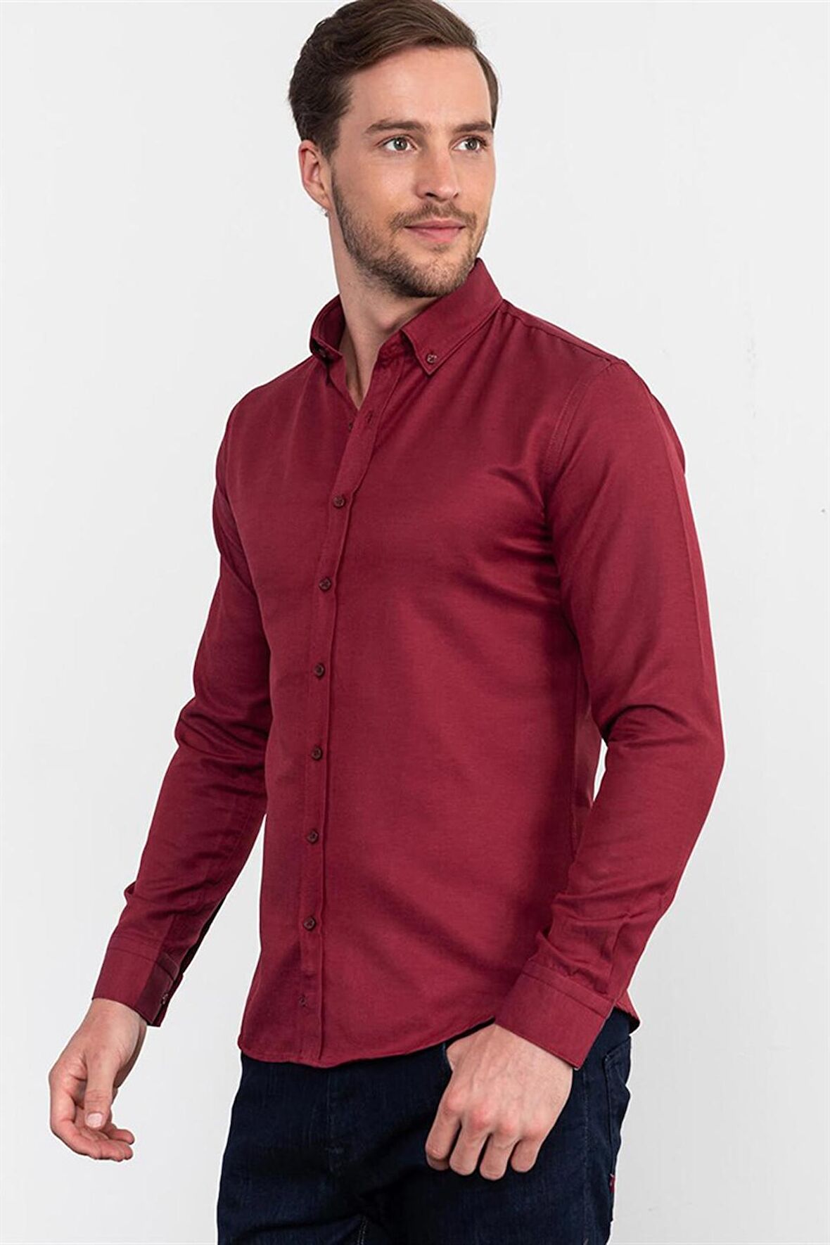 Tudors Slim Fit Dar Kesim Oxford Spor Erkek Gömlek