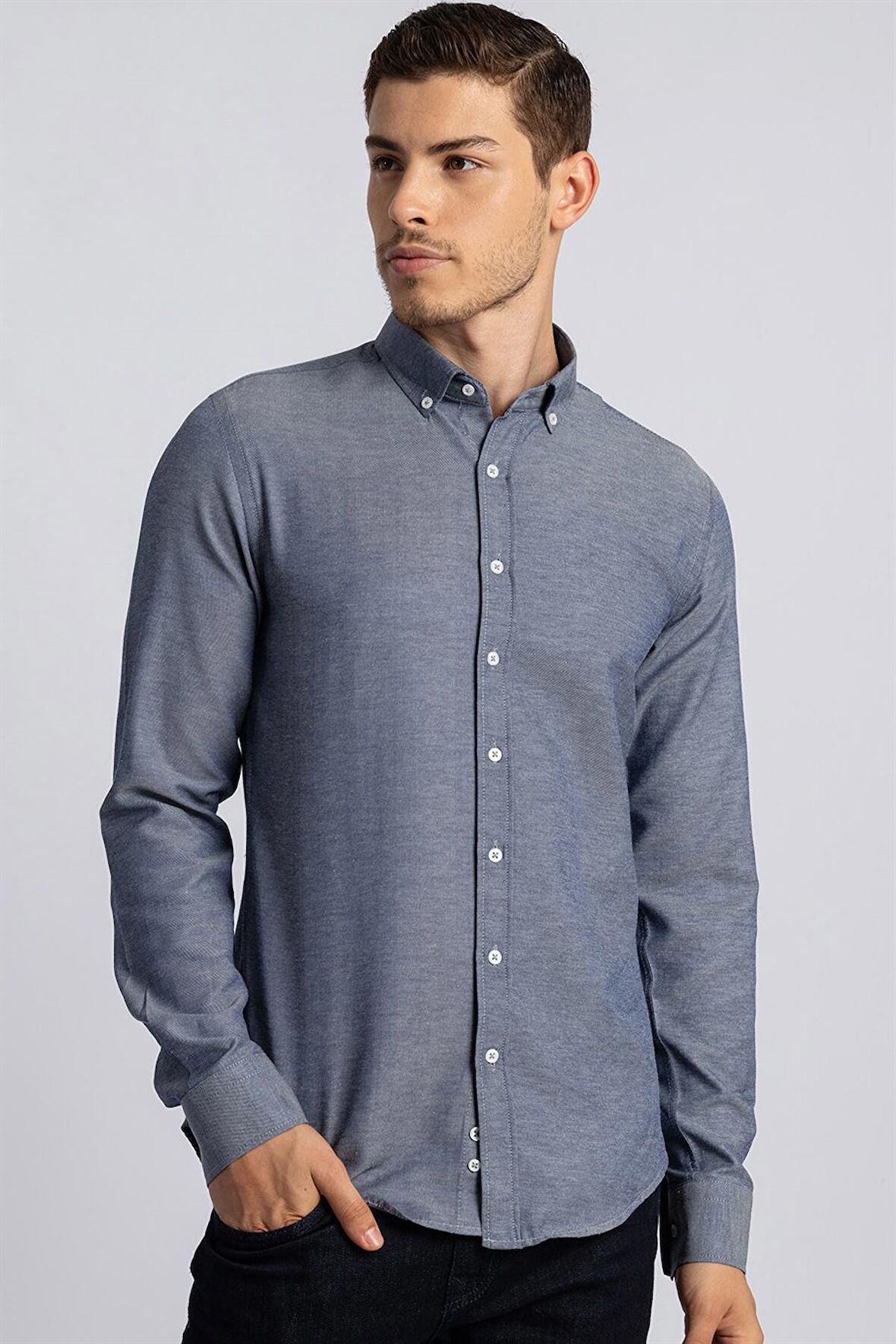 Tudors Slim Fit Dar Kesim Oxford Spor Erkek Gömlek