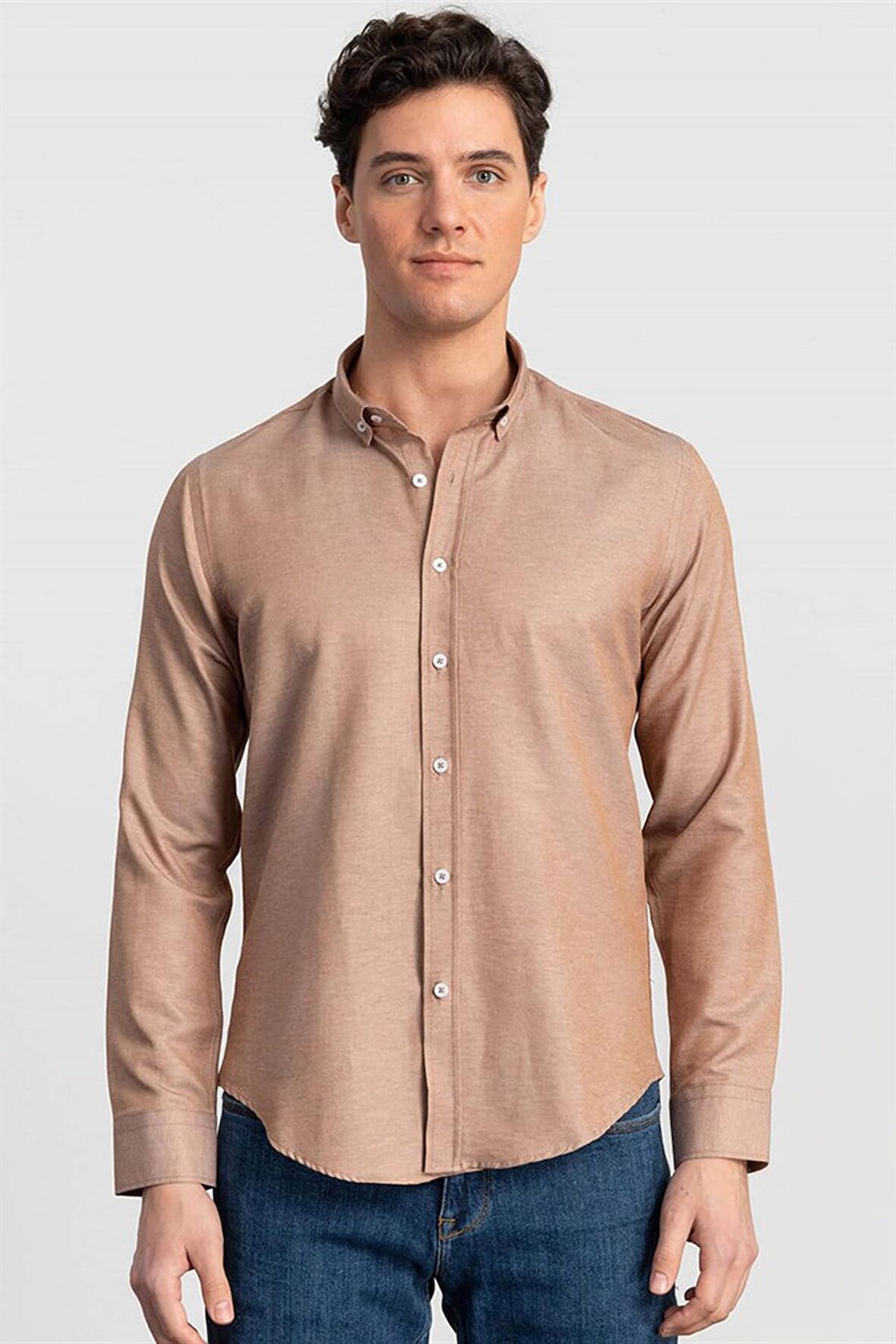 Tudors Slim Fit Dar Kesim Oxford Spor Erkek Gömlek