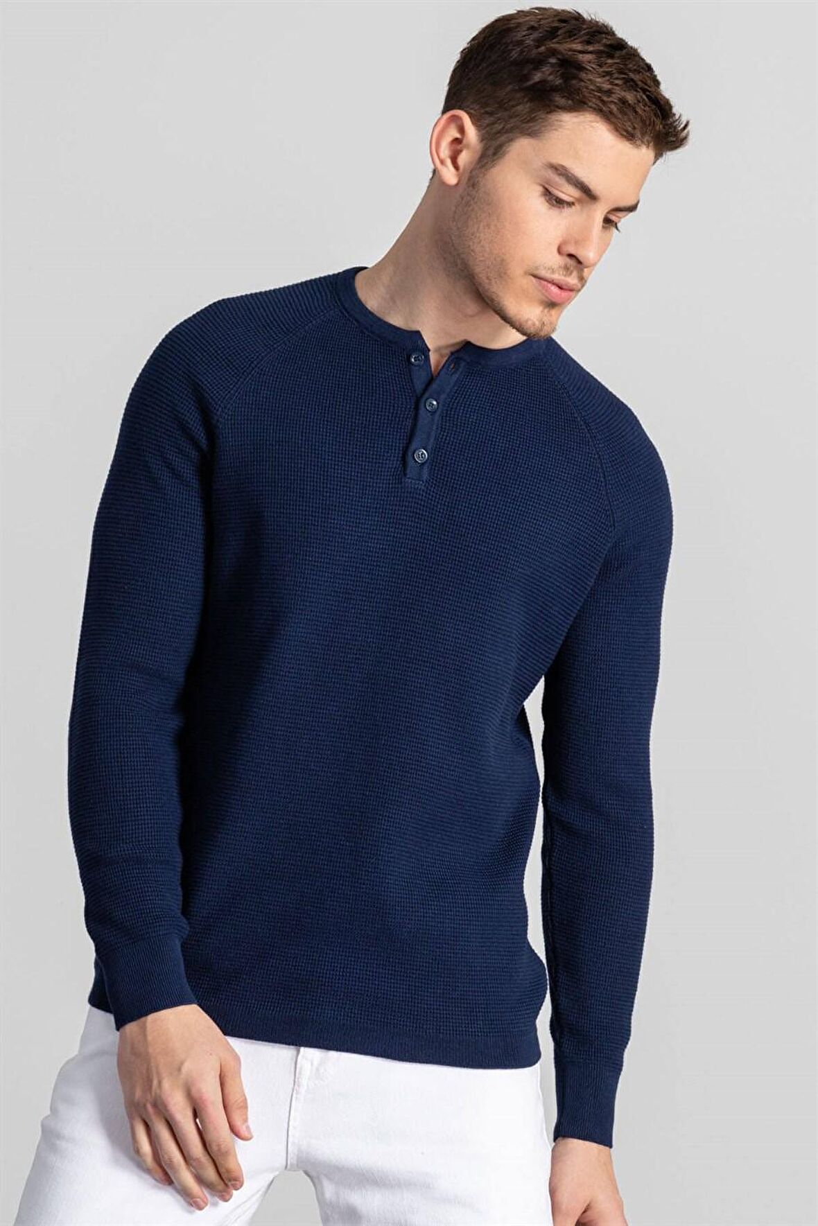 Tudors slim fit üç düğmeli yaka kareli