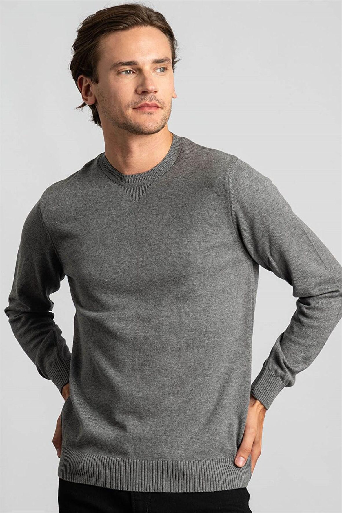 Tudors Slim Fit Dar Kesim Bisiklet Yaka Erkek Kazak