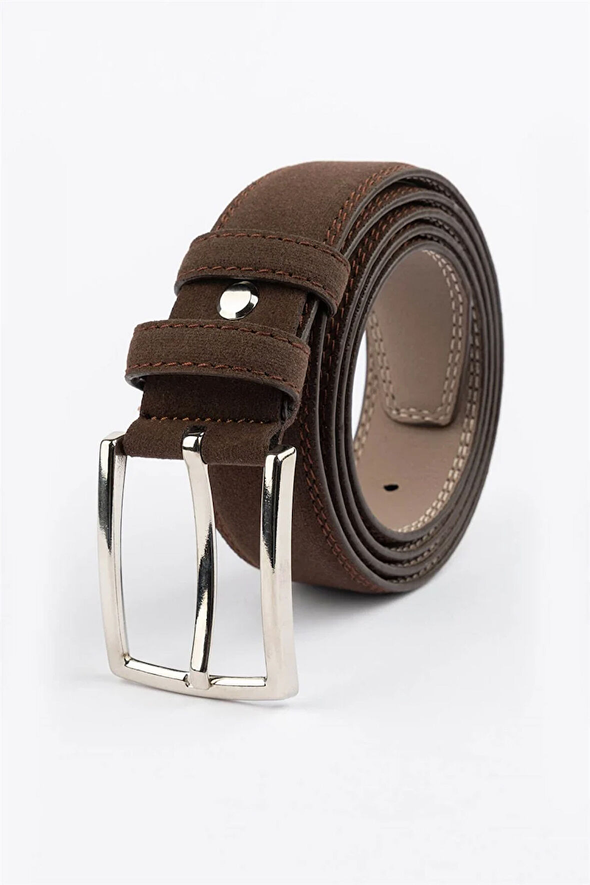 Erkek 3,5 cm Klasik Kahverengi Kemer