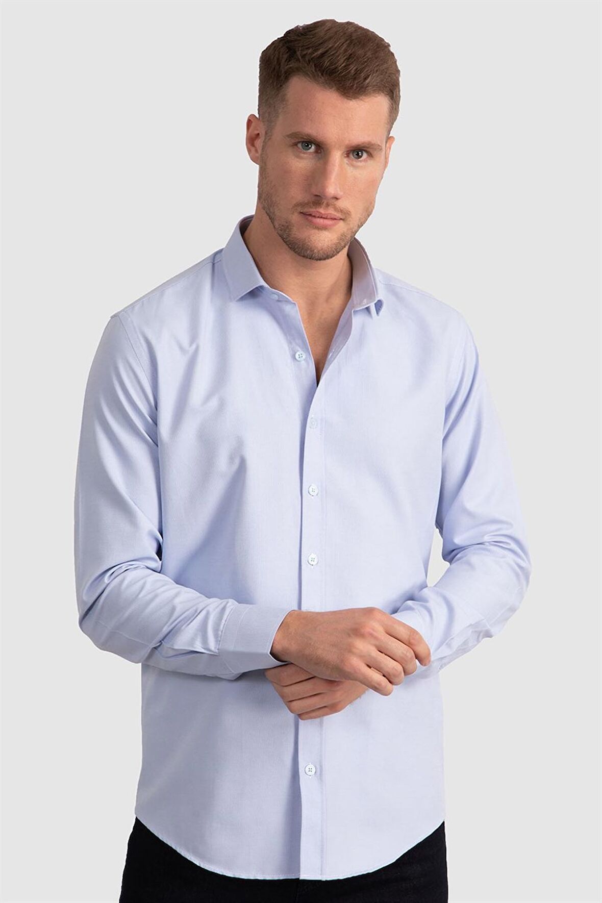 Tudors Modern Slim Fit Dar Kesim Armürlü Erkek Gömlek