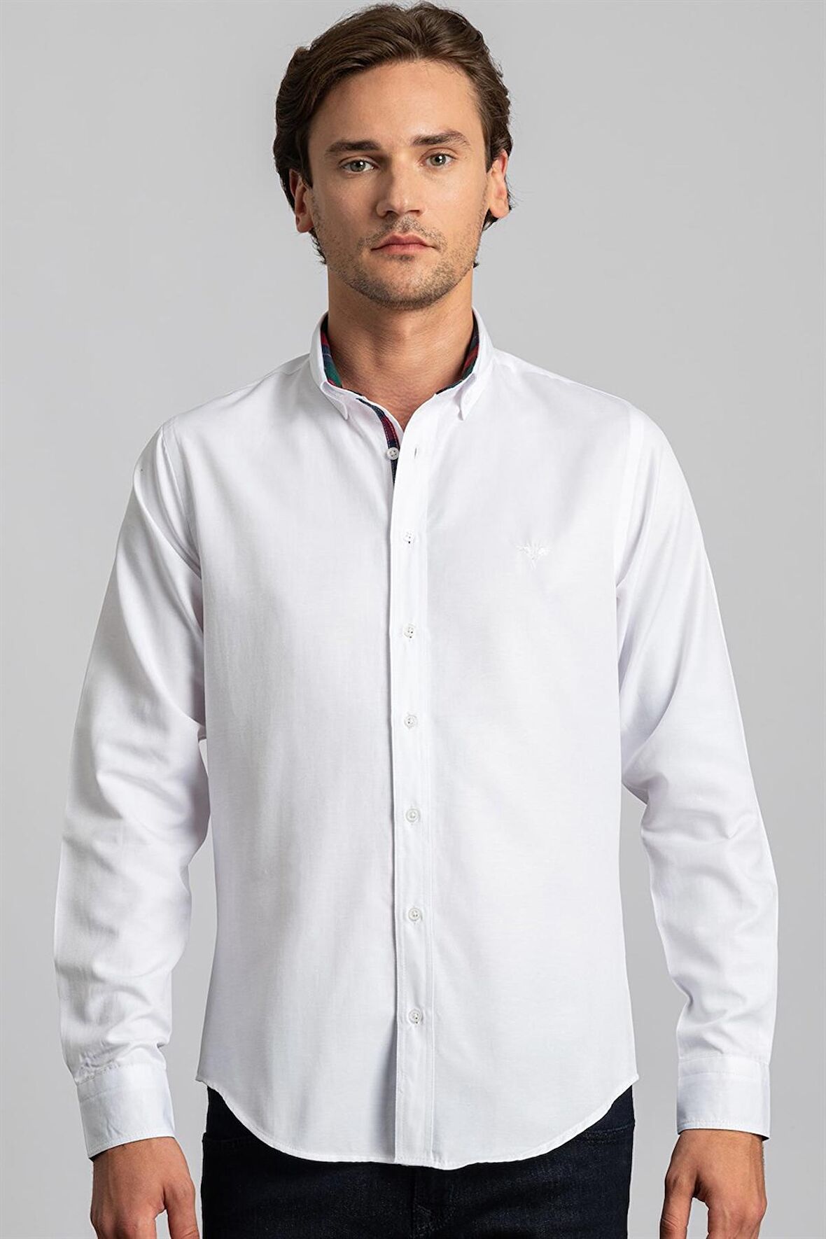 Tudors Slim Fit Dar Kesim Uzun Kol Poplin Oxford