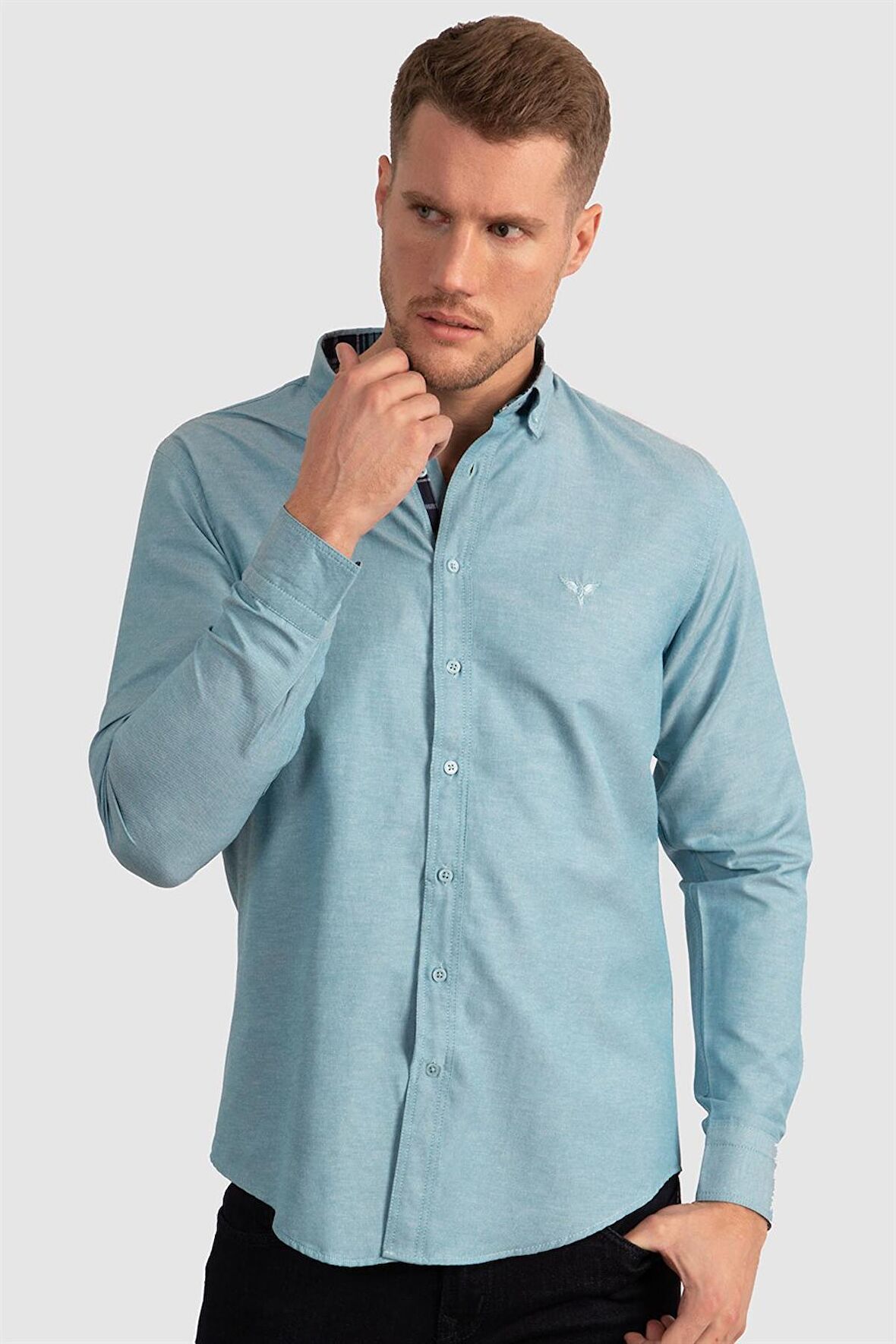 Tudors Slim Fit Dar Kesim Uzun Kol Poplin Oxford