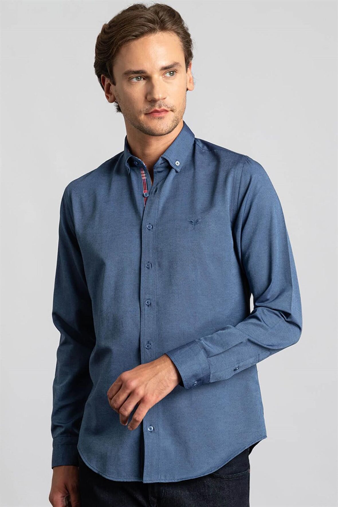 Tudors Slim Fit Dar Kesim Uzun Kol Poplin Oxford