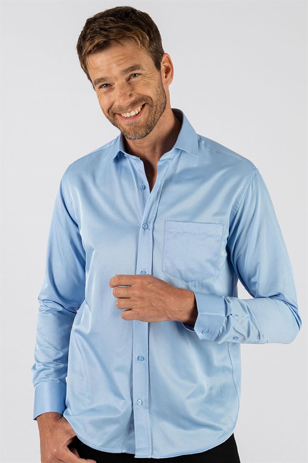 Tudors Klasik Fit Rahat Kesim Düz Erkek Gömlek