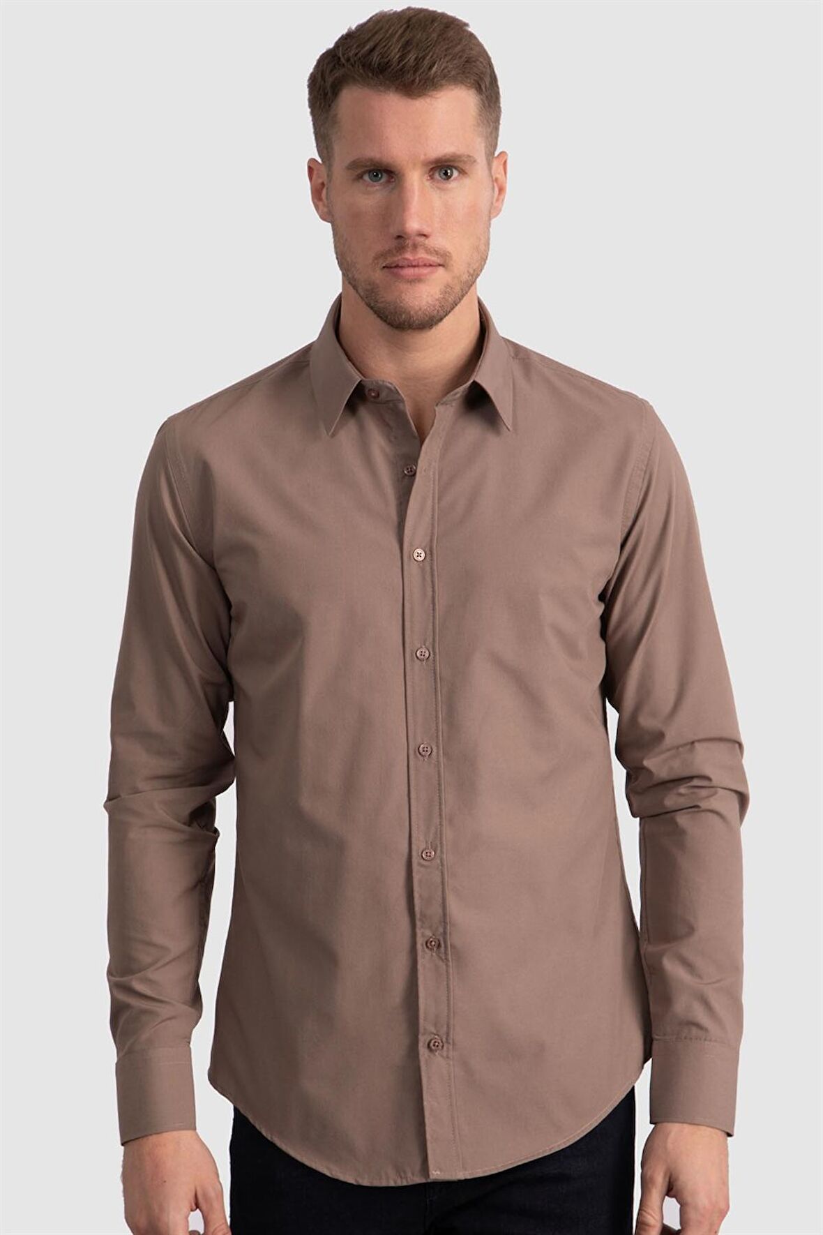 Tudors Slim Fit Dar Kesim Tery Cotton Erkek Gömlek