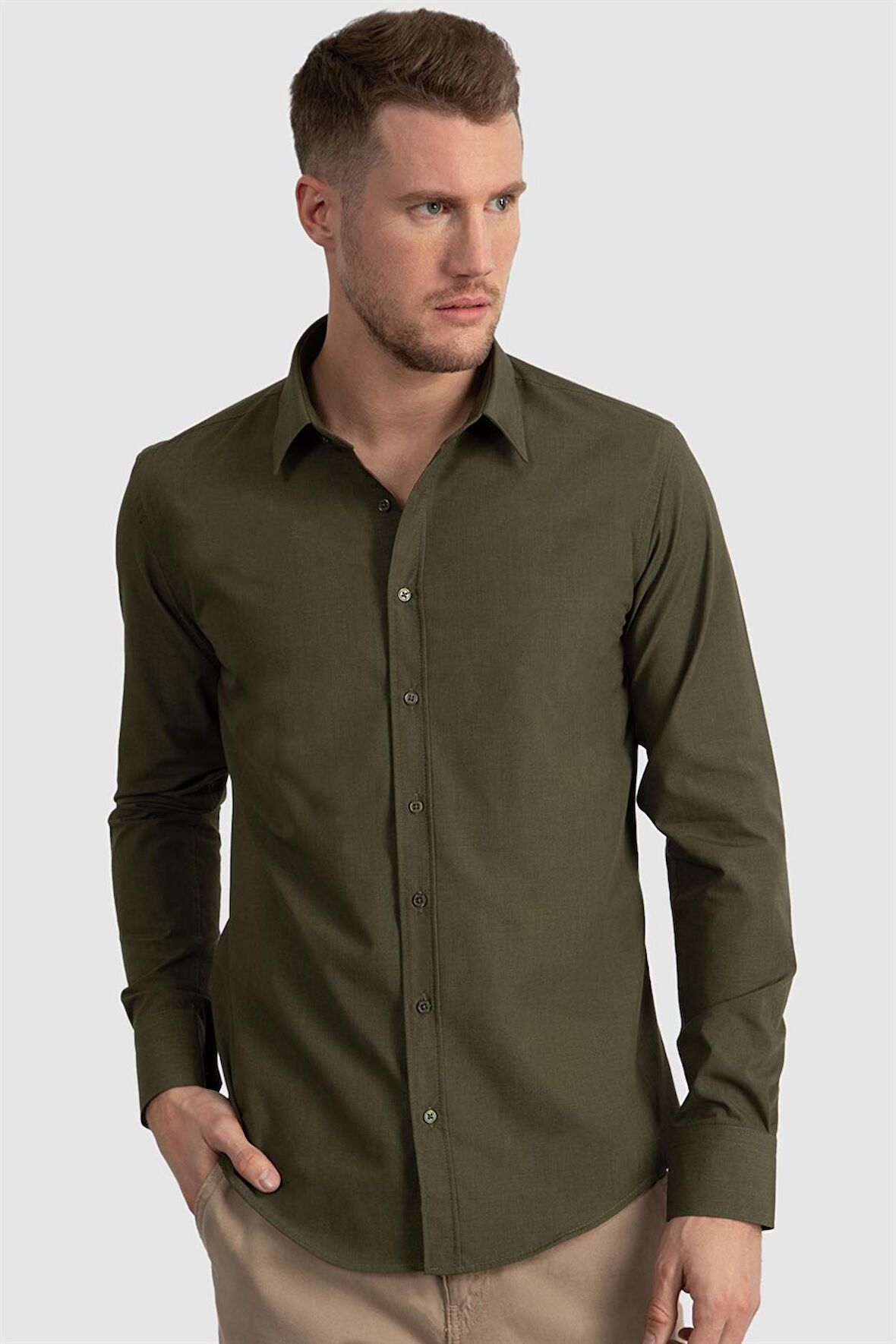 Tudors Slim Fit Dar Kesim Tery Cotton Erkek Gömlek