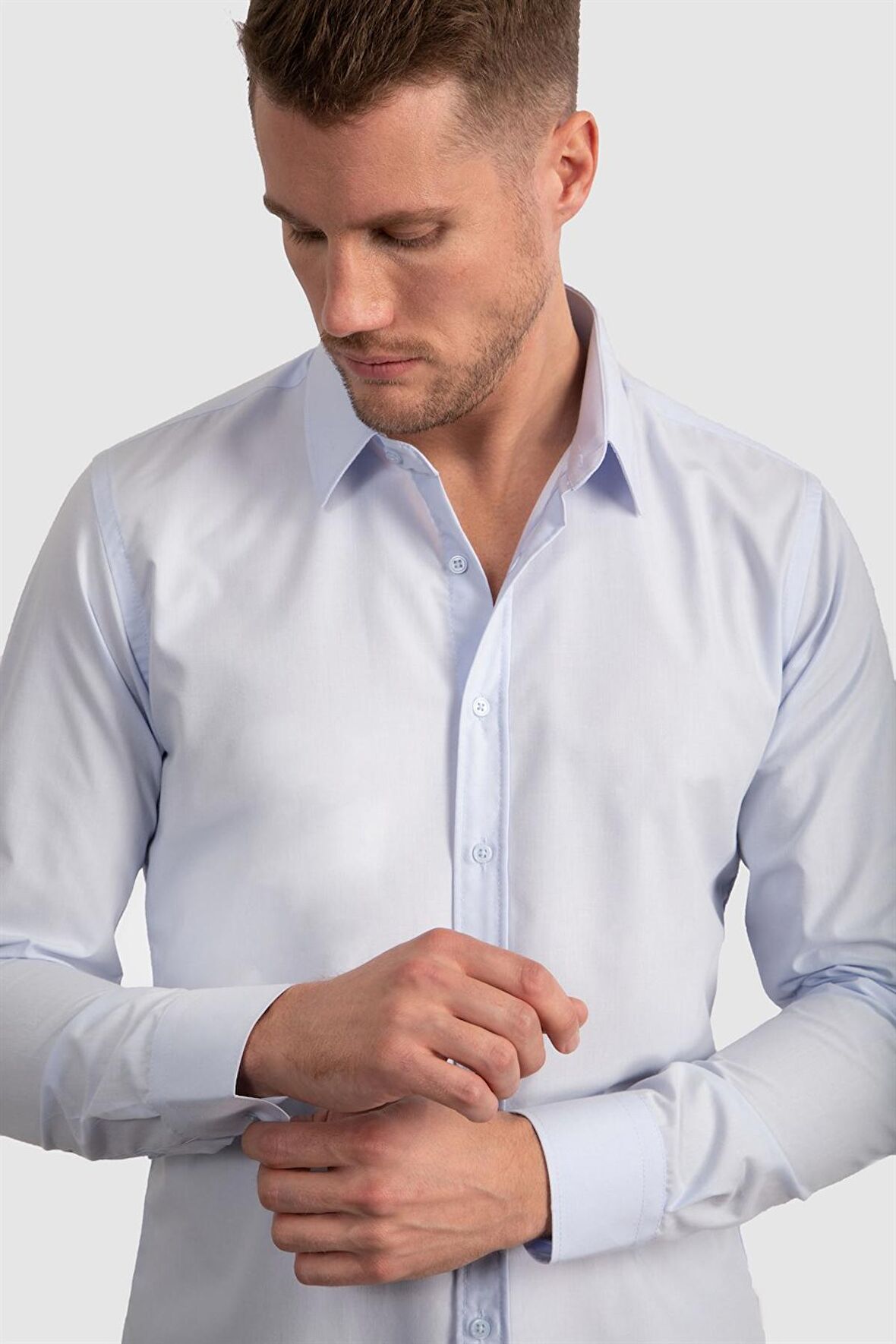 Tudors Slim Fit Dar Kesim Tery Cotton Erkek Gömlek