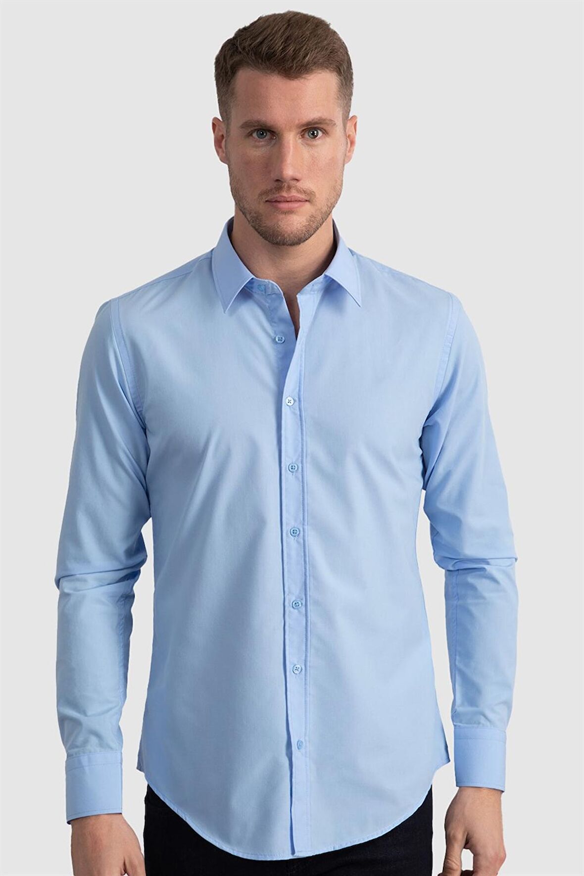 Tudors Slim Fit Dar Kesim Tery Cotton Erkek Gömlek