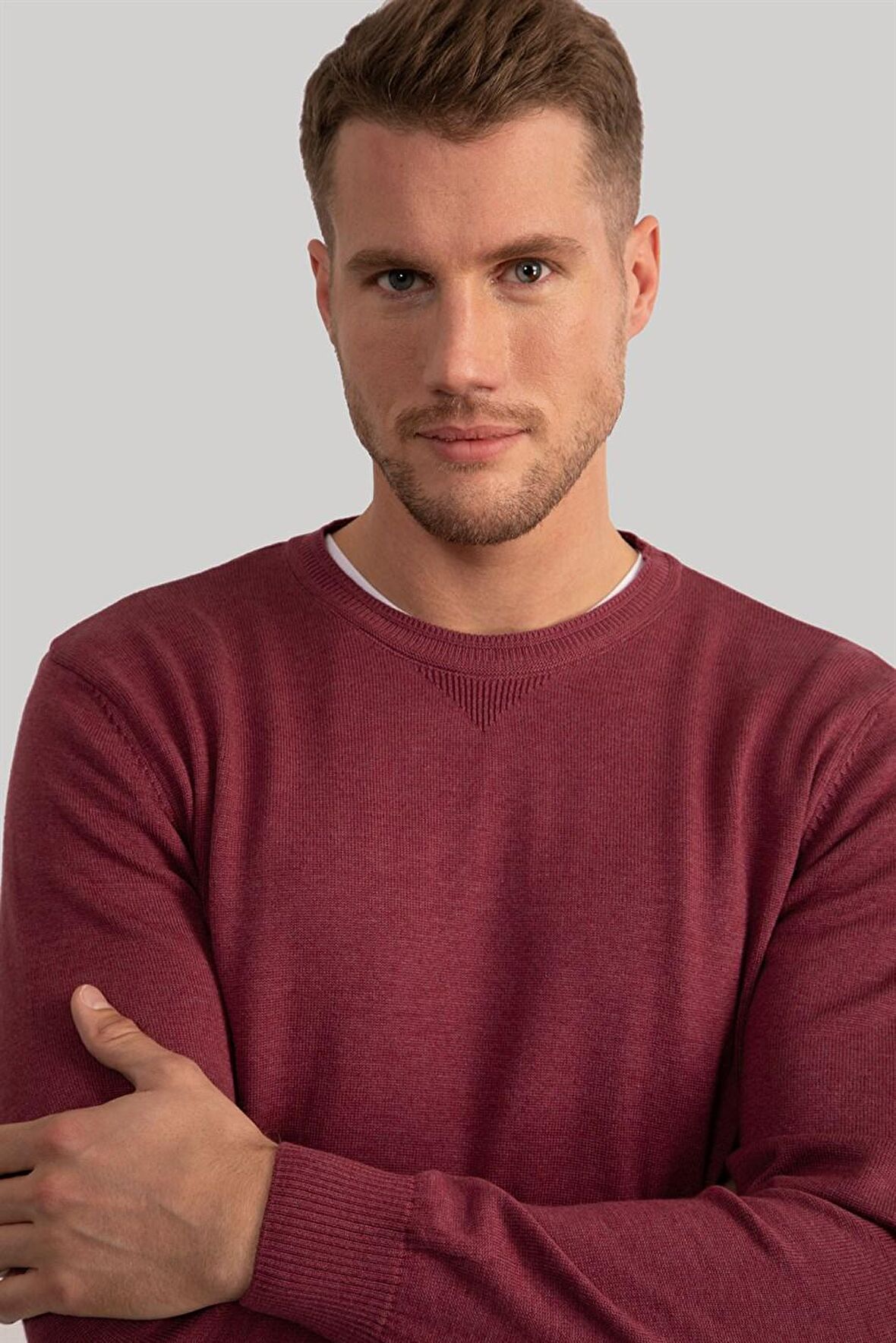 Tudors Slim Fit Dar Kesim Bisiklet Yaka Erkek Kazak