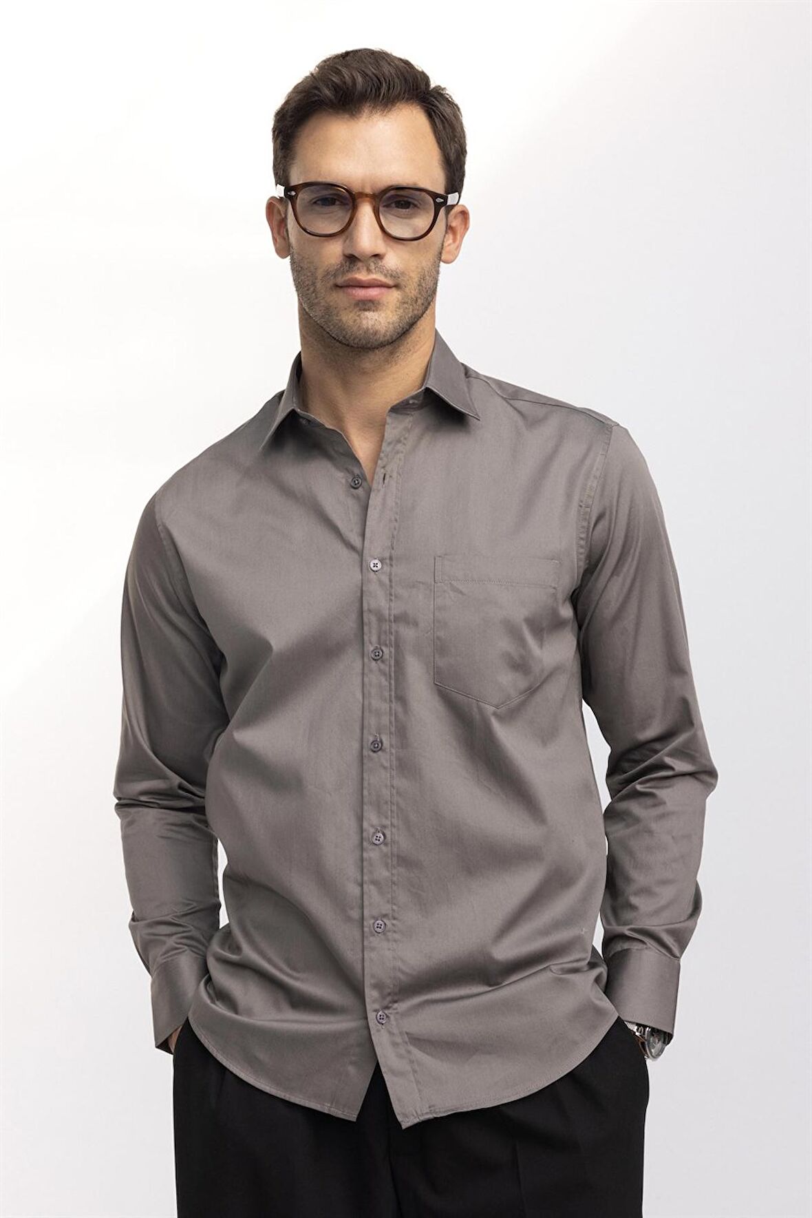 Tudors Klasik Fit Rahat Kesim Düz Erkek Gömlek