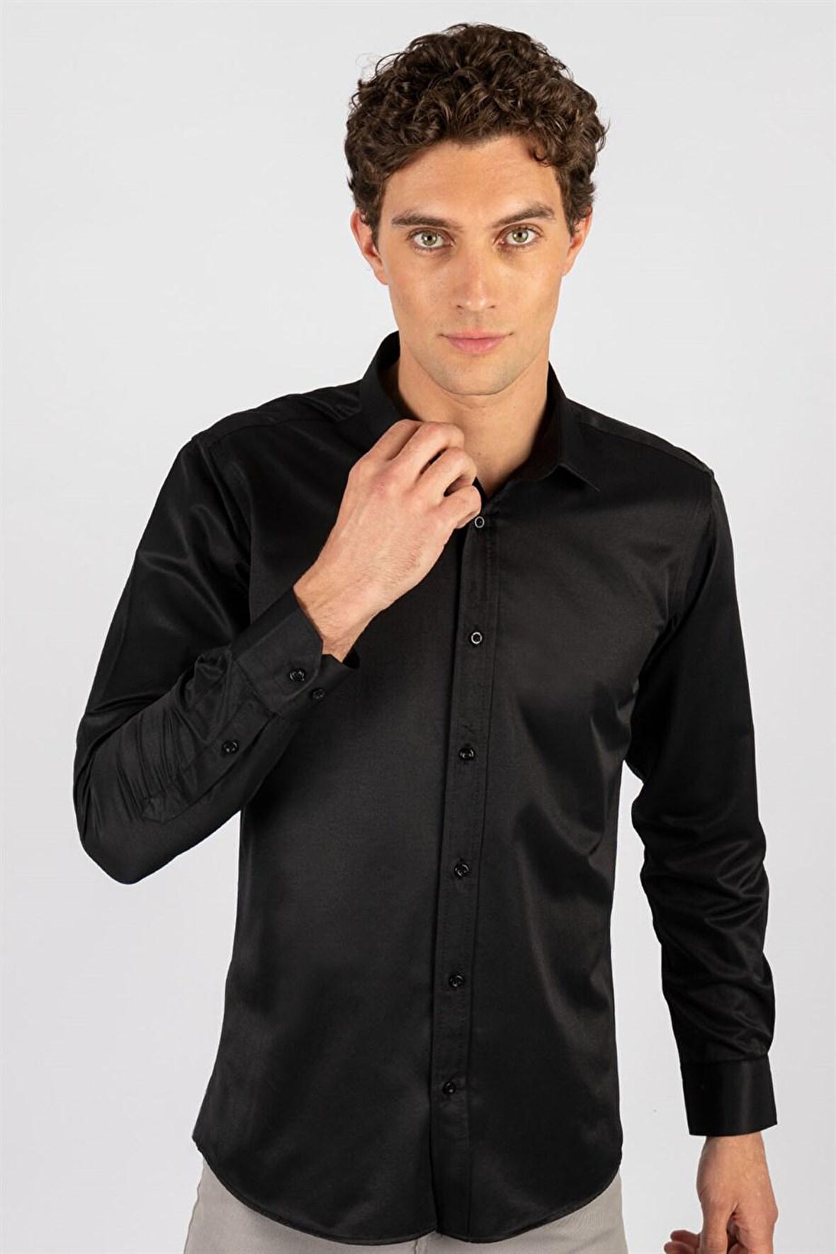 Tudors Modern Slim Fit Uzun Kol Düz Erkek Gömlek