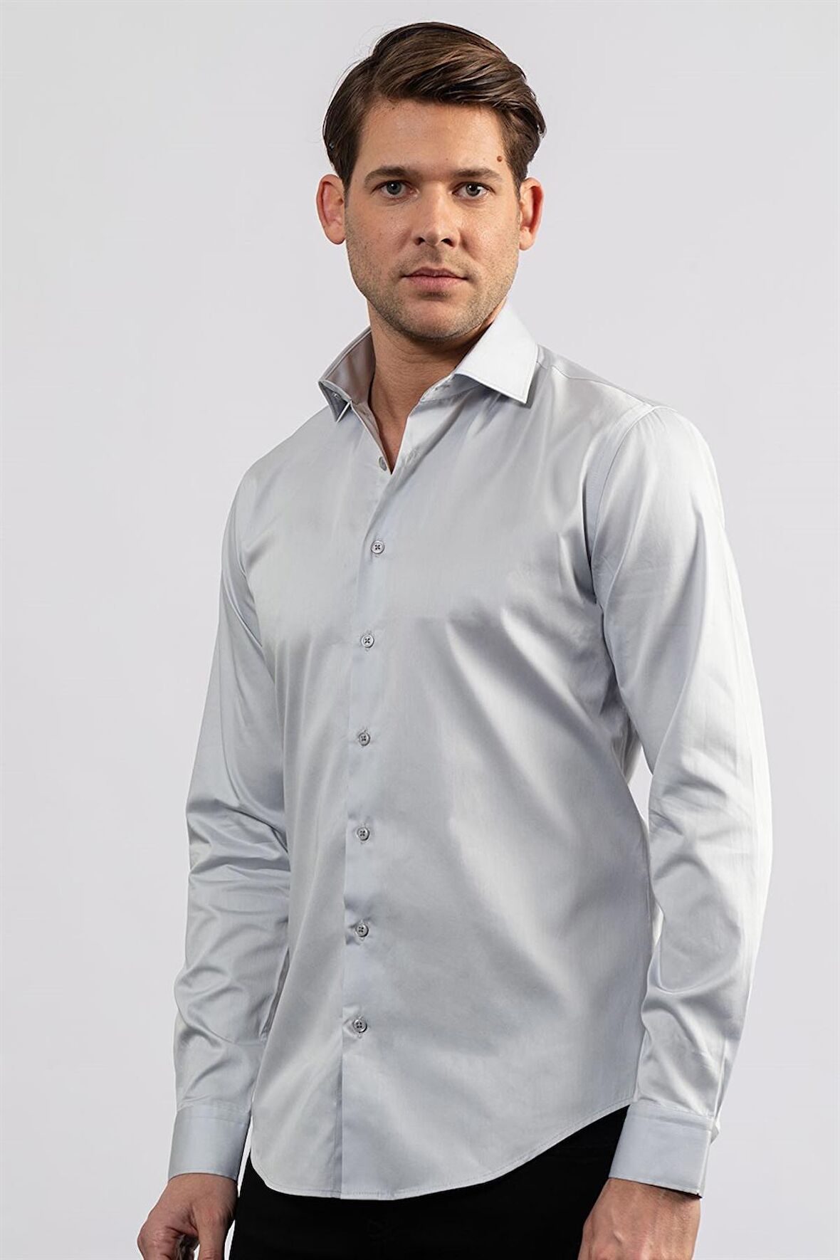 Tudors Slim Fit Koton Saten Premium Seri Erkek Gömlek