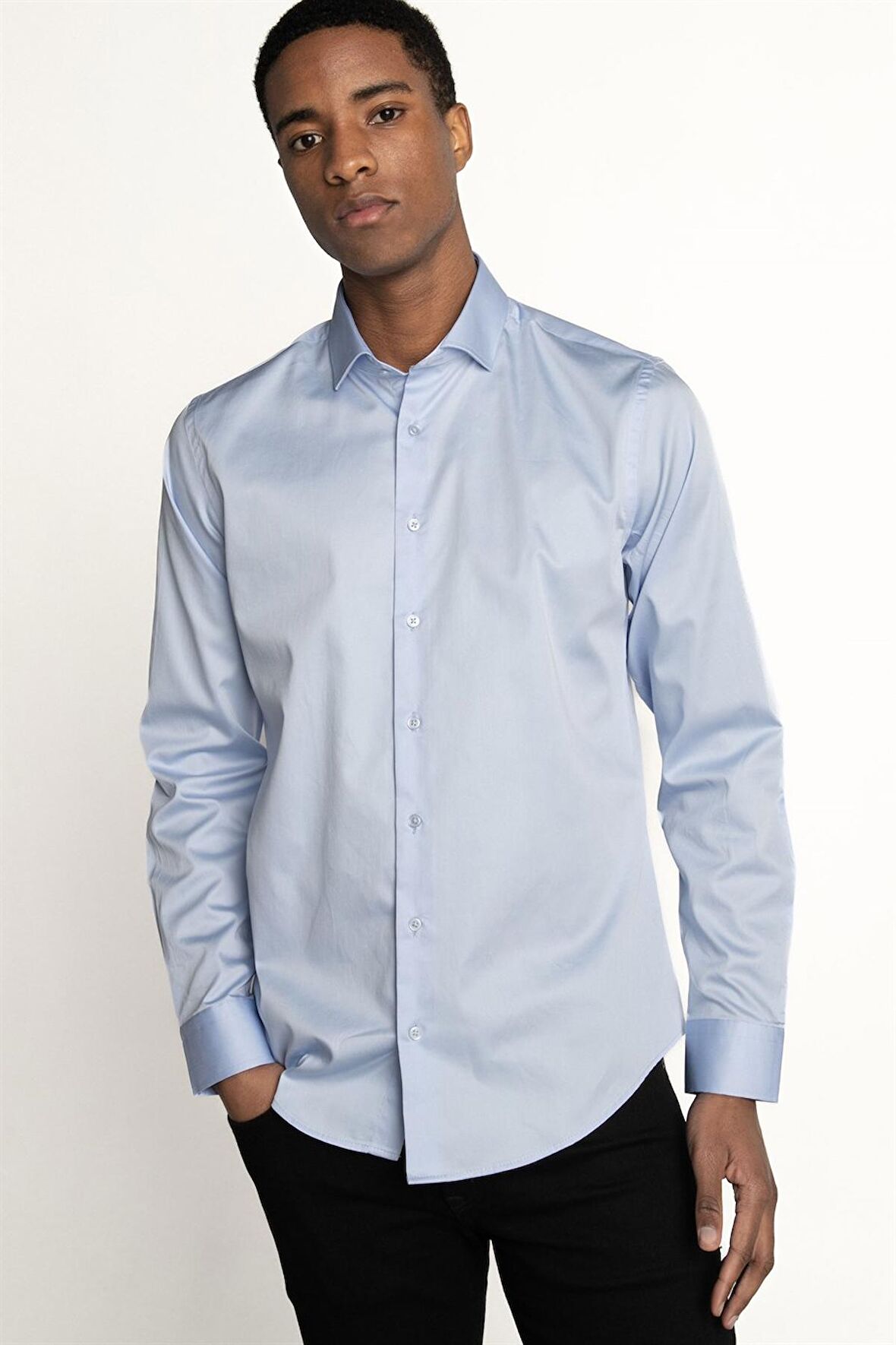 Tudors Slim Fit Koton Saten Premium Seri Erkek Gömlek - TUDORS