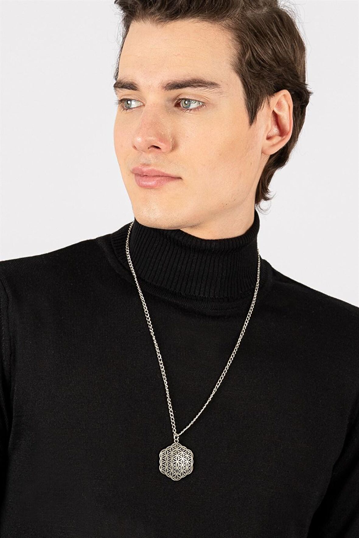 Tudors Slim Fit Dar Kesim Tam Boğazlı Yaka Düz Yün Erkek Kazak