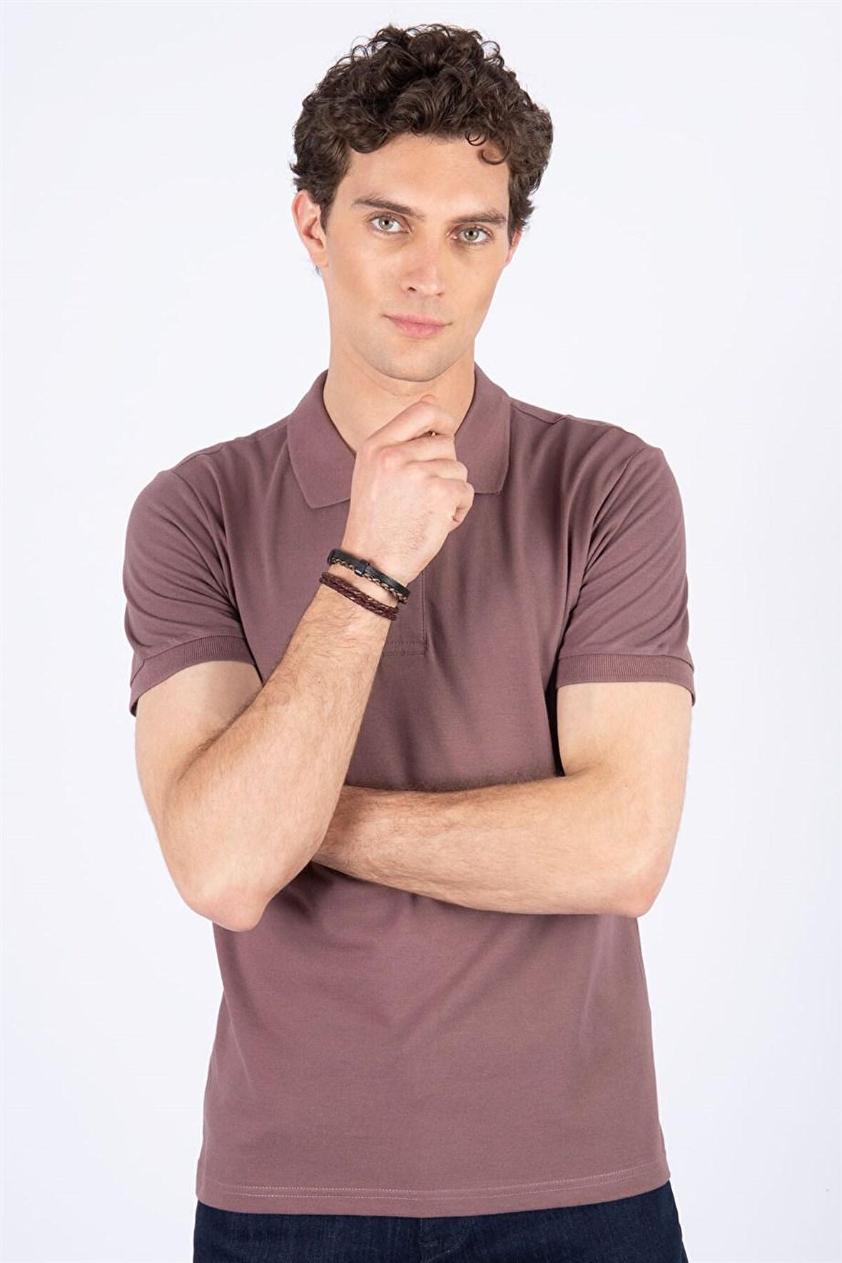 Tudors Slim Fit Dar Kesim Düz Polo Yaka Erkek T-Shirt