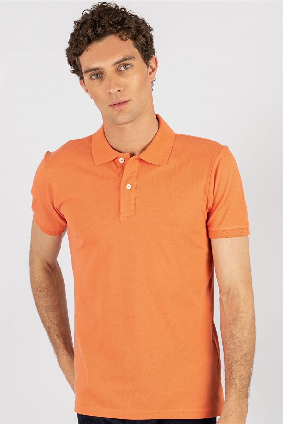 Tudors Slim Fit Dar Kesim Düz Polo Yaka Erkek T-Shirt
